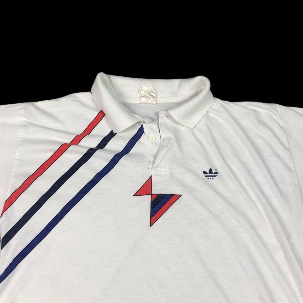 Adidas × Vintage Vintage Adidas Logo Button Polo White Red Blue Shirt Adult M Size US M / EU 48-50 / 2 - 2 Thumbnail