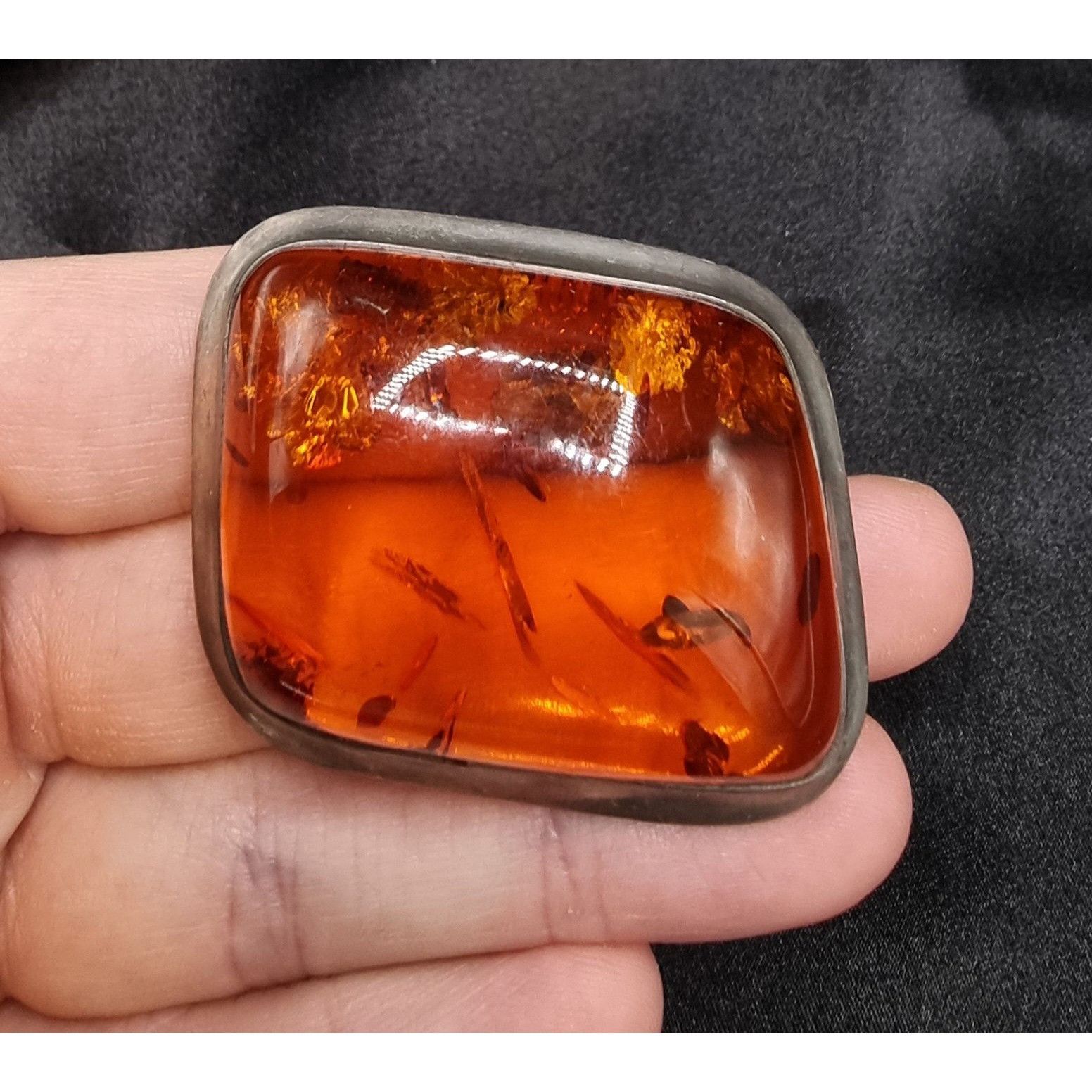 Vintage Vintage Genuine Amber Sterling Silver Pin Brooch Size ONE SIZE - 5 Thumbnail