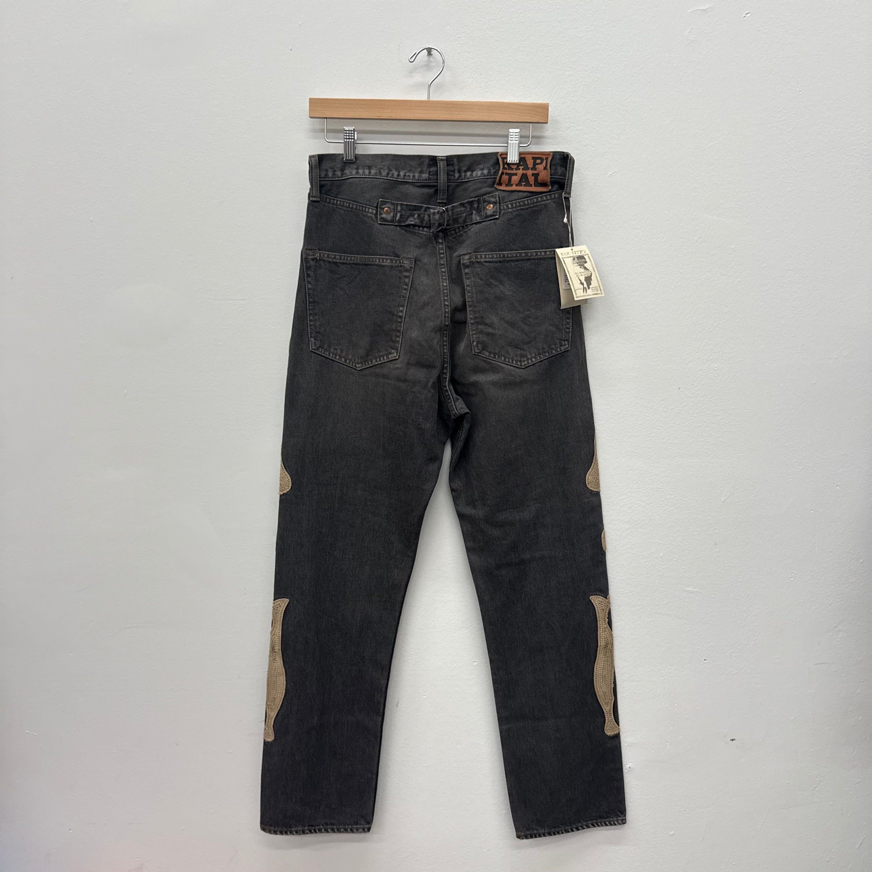 Kapital Kapital Grey Bones Denim Pants - Size 32 Size US 32 / EU 48 - 2 Thumbnail
