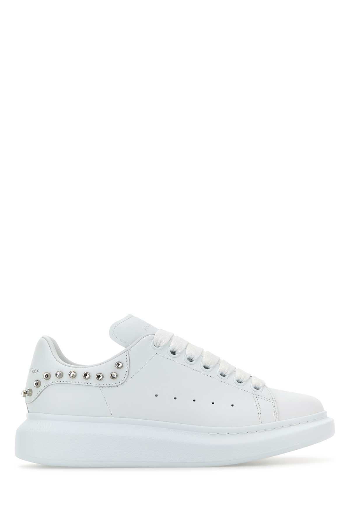 Alexander Mcqueen White Leather Sneakers With White Leather Heel Shoes, Women's (Size 7)