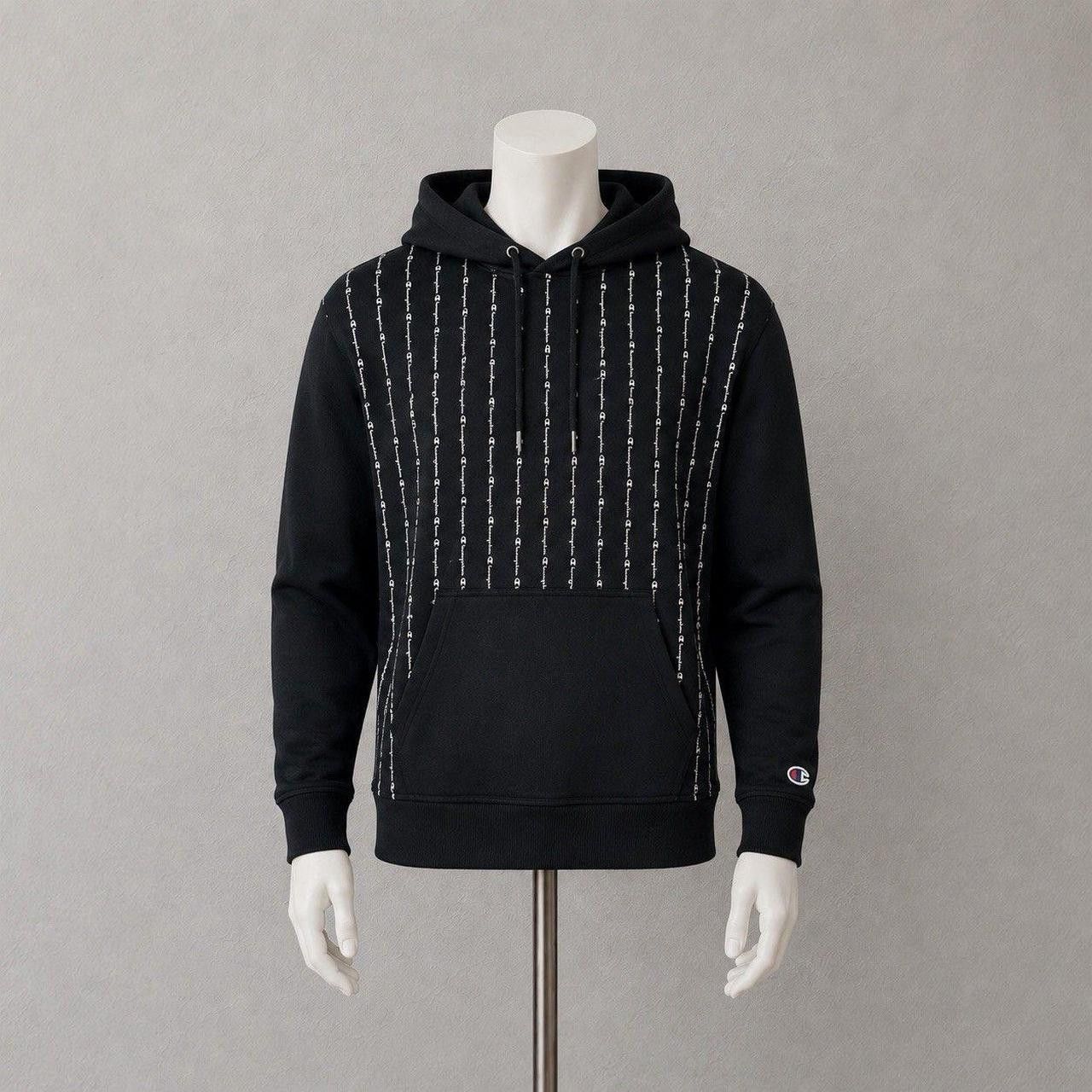 Champion Champion Pinstripe Fleece Pullover Hoodie Black M | Grailed