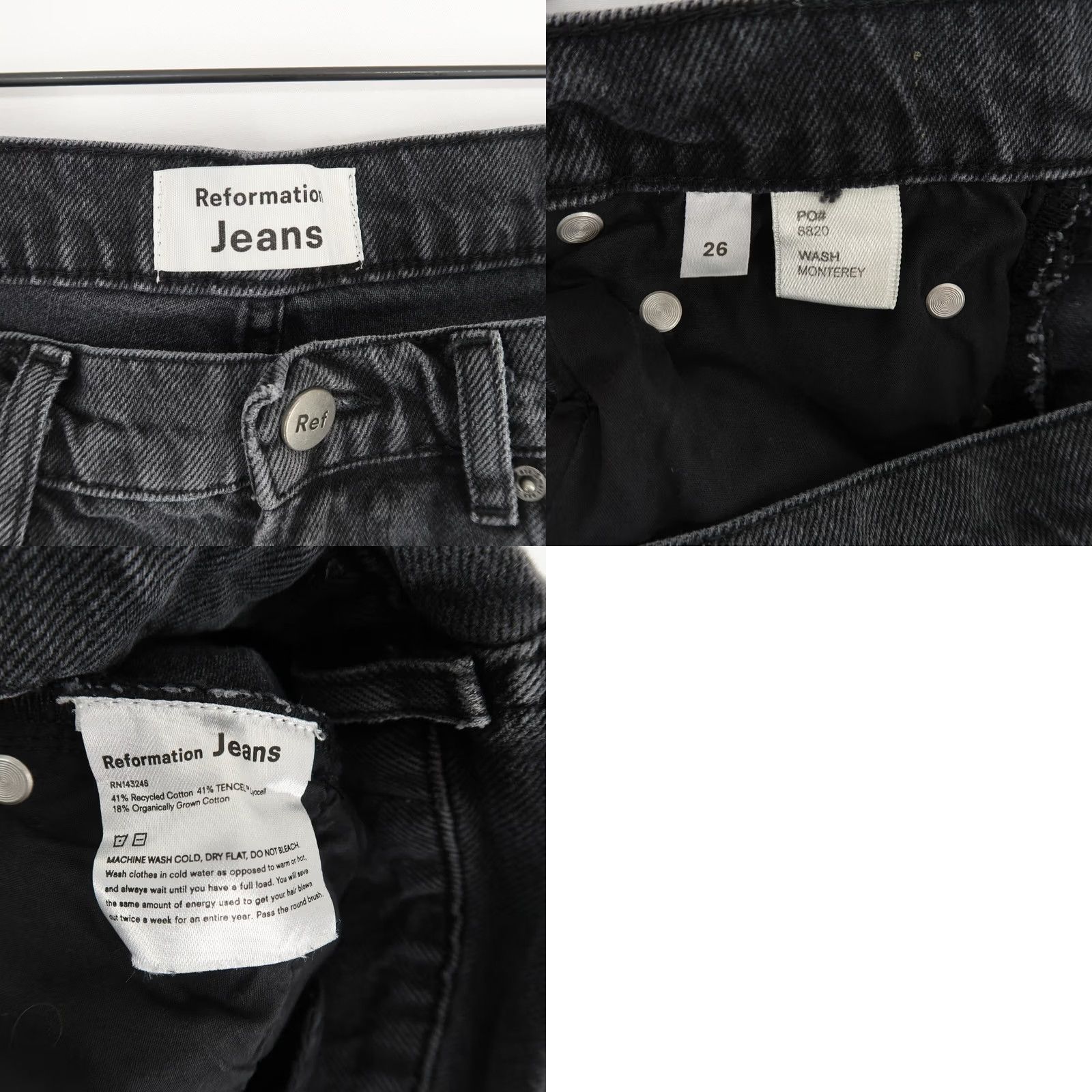 Reformation Reformation Jeans Womens 26 Monterey Washed Black Cotton Blend Denim Size 26" / US 2 / IT 38 - 8 Thumbnail