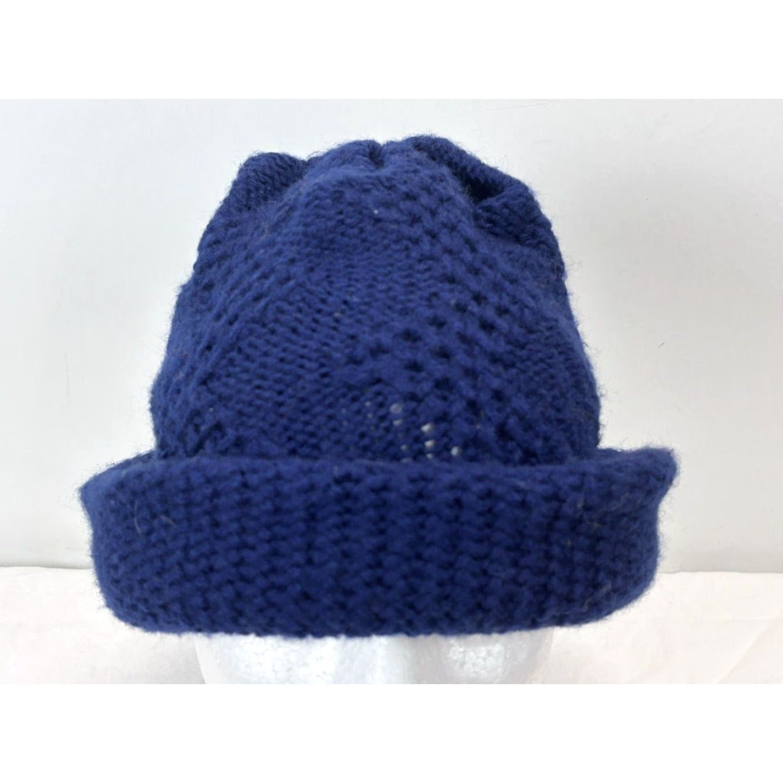 Vintage VINTAGE Knit Hat Women's One Size Navy Blue 1970s Made in Japan Boho Acrylic Knit Hat Women One Size Navy Blue 70s Japan Mens/Womens Size ONE SIZE - 2 Thumbnail