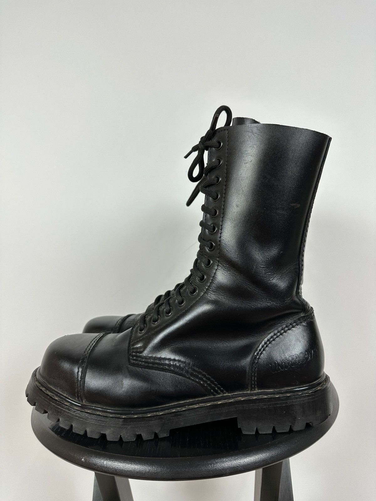 Pre-owned Avant Garde Undercover High Leather Steel Toe England Boots In Black