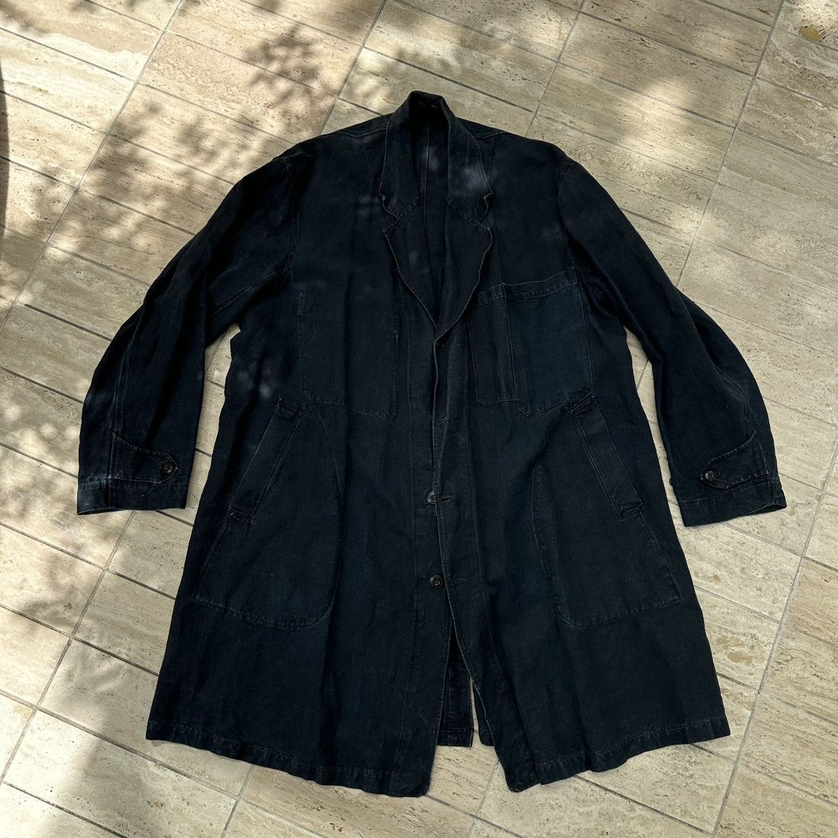 Vintage Rare. 1930s French Antique Indigo Linen Maquignon Coat Size US M / EU 48-50 / 2 - 2 Thumbnail
