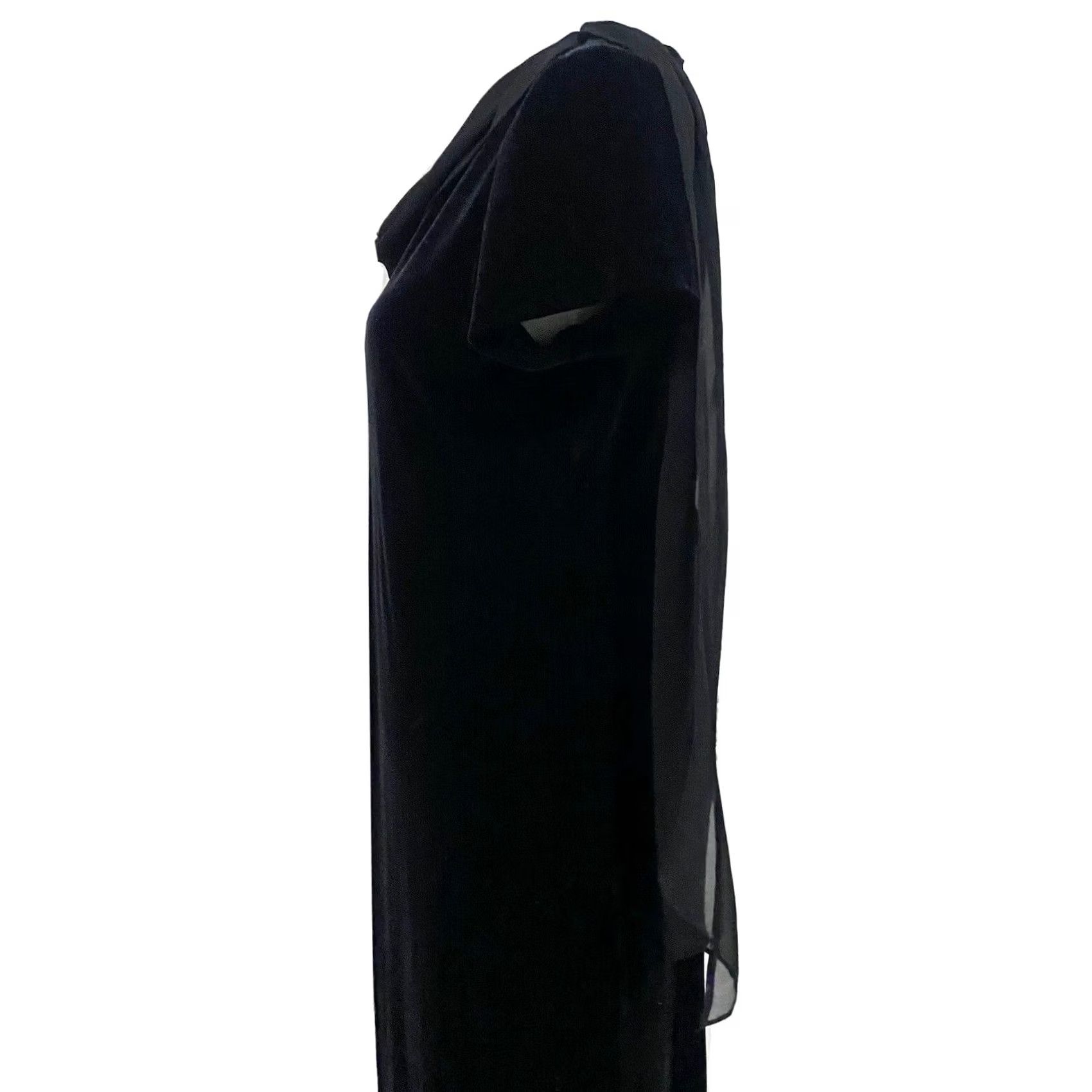 Velvet VINTAGE Social Circles Dress Black Velvet Long Maxi Short Sleeve Chiffon Sz 10 Women Size 32" / US 10 / IT 46 - 6 Thumbnail
