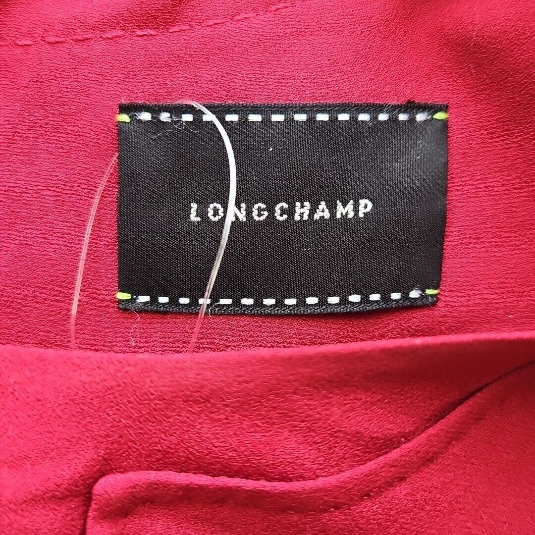 Longchamp Longchamp Silk Top Womens Size 36 Burgundy Long Sleeve Round Size XS / US 0-2 / IT 36-38 - 8 Thumbnail