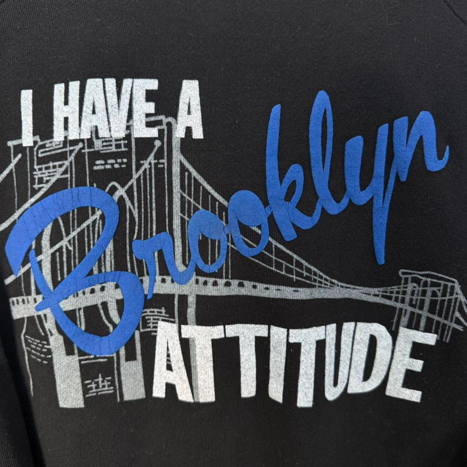 Anvil Vintage 80s Brooklyn Attitude Sweatshirt On Anvil Tag Black Size US XL / EU 56 / 4 - 6 Thumbnail