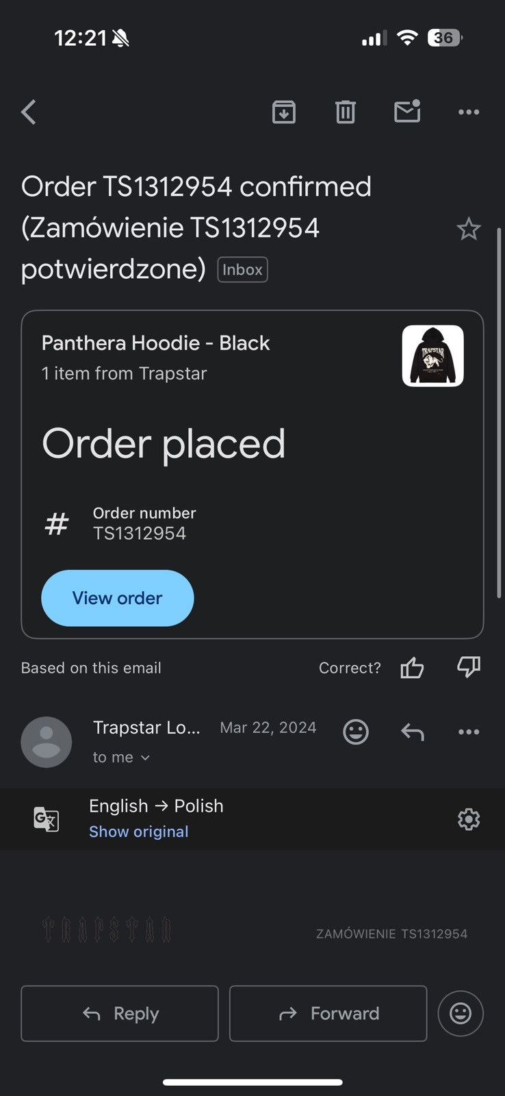 Trapstar London Hoodie Trapstar Panthera Size US XL / EU 56 / 4 - 7 Thumbnail