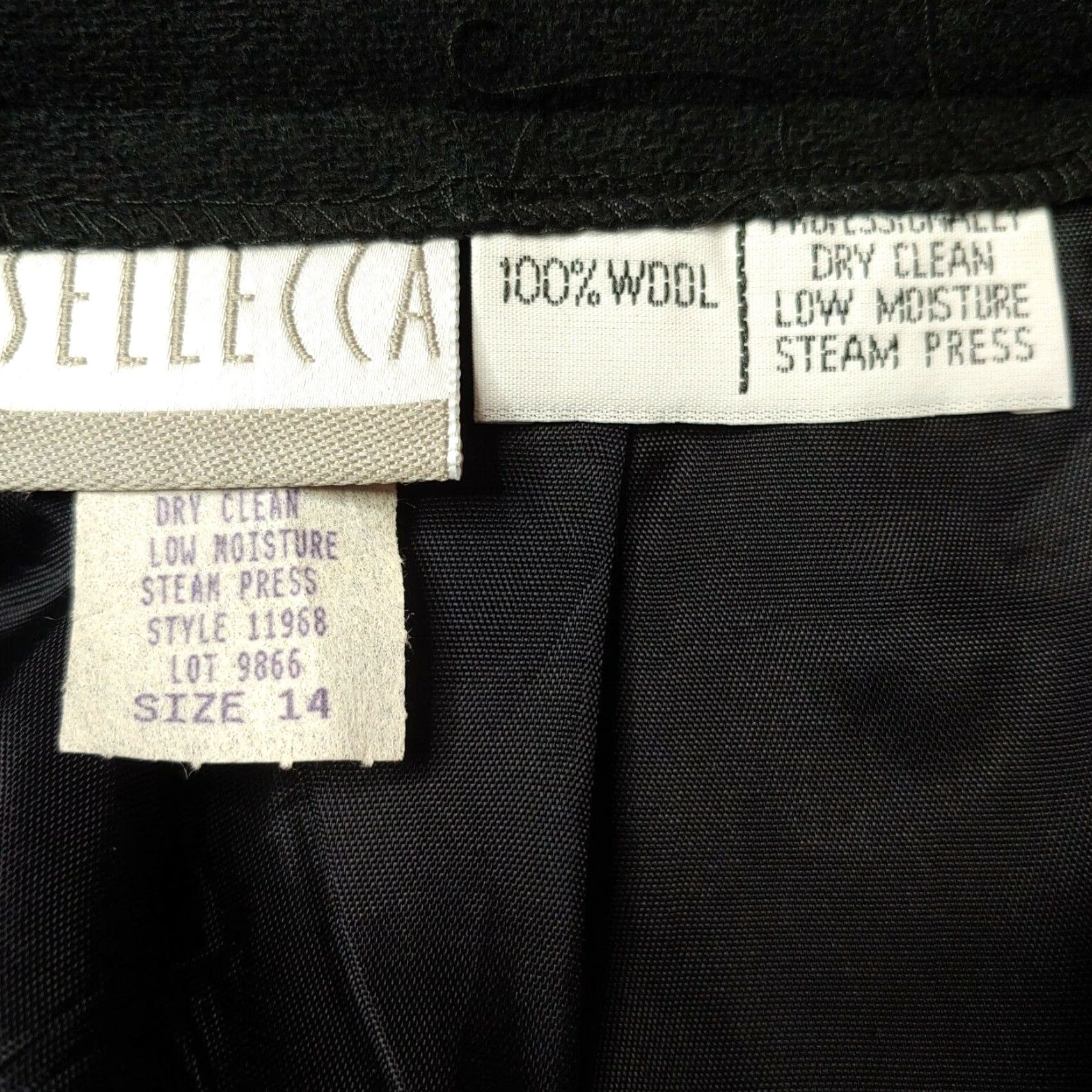 Vintage VINTAGE Connie Sellecca Skirt Regular Size 14 Black Wool Knee Length Pencil Straight Women Mens? Size 36" / US 14 / IT 50 - 3 Thumbnail