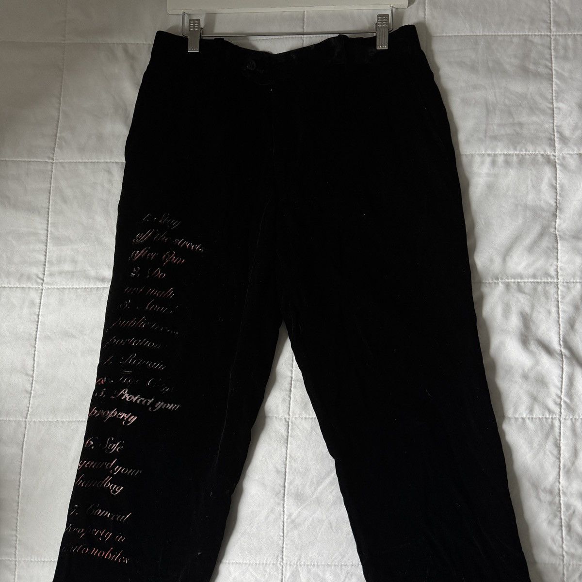 Vintage Vintage goth black & red velvet pants Size US 31 - 7 Thumbnail