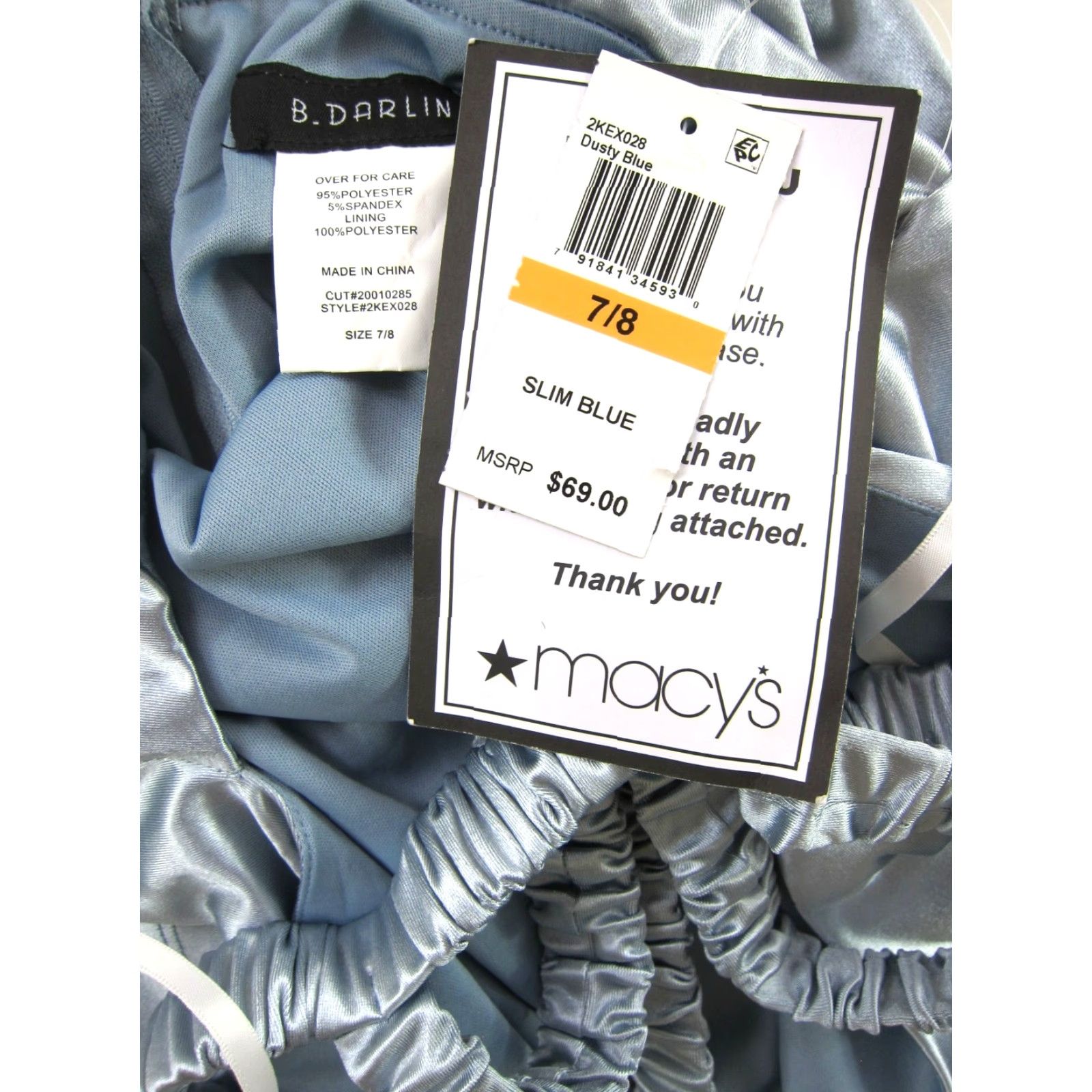 Vintage NWT B. Darlin Blue Satin Stretch Open Back Short Tank Dress Women Size 7/8 Size 28" / US 6 / IT 42 - 4 Thumbnail