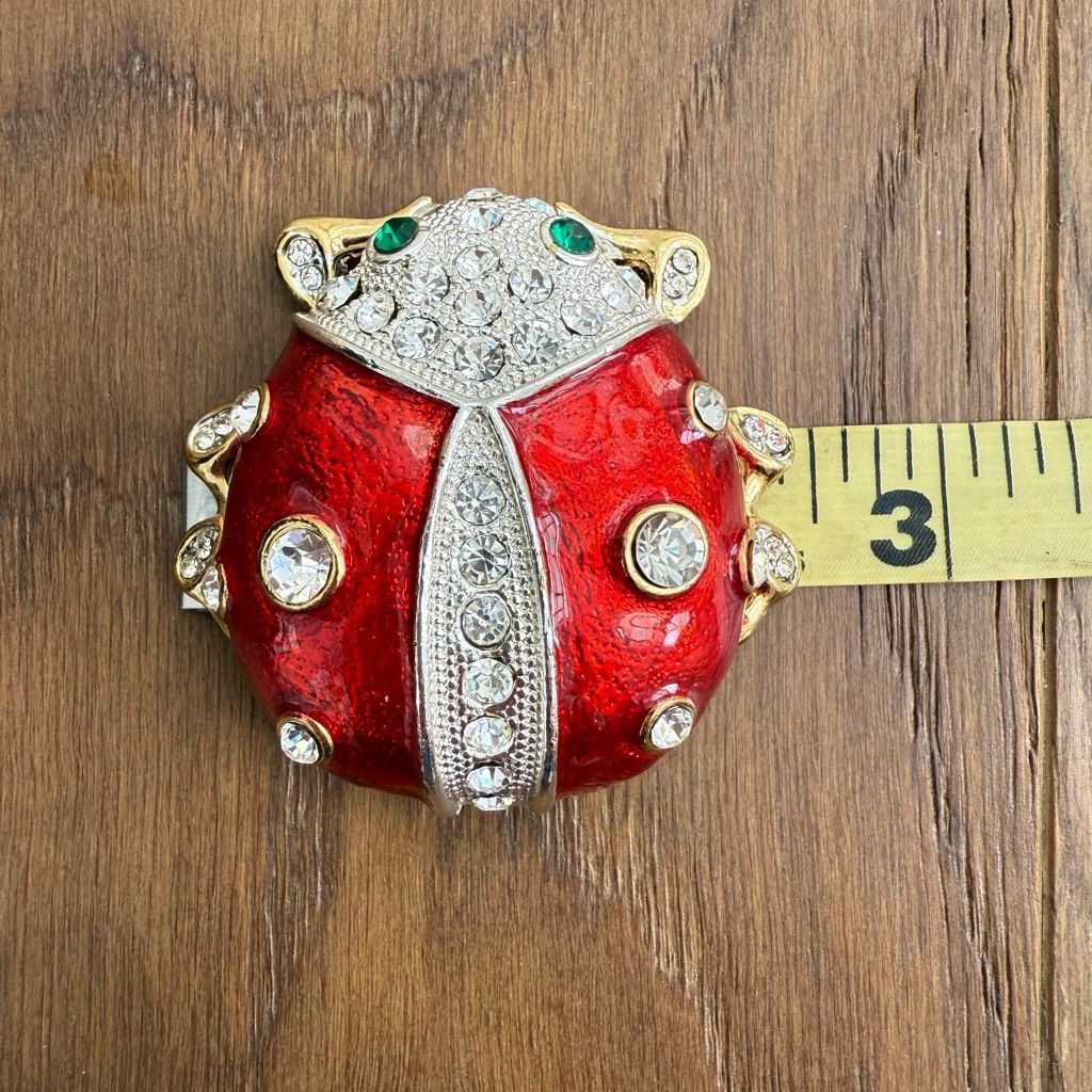 Other Large Enamel Ladybug Brooch Pin Rhinestone Bling Size ONE SIZE - 3 Thumbnail