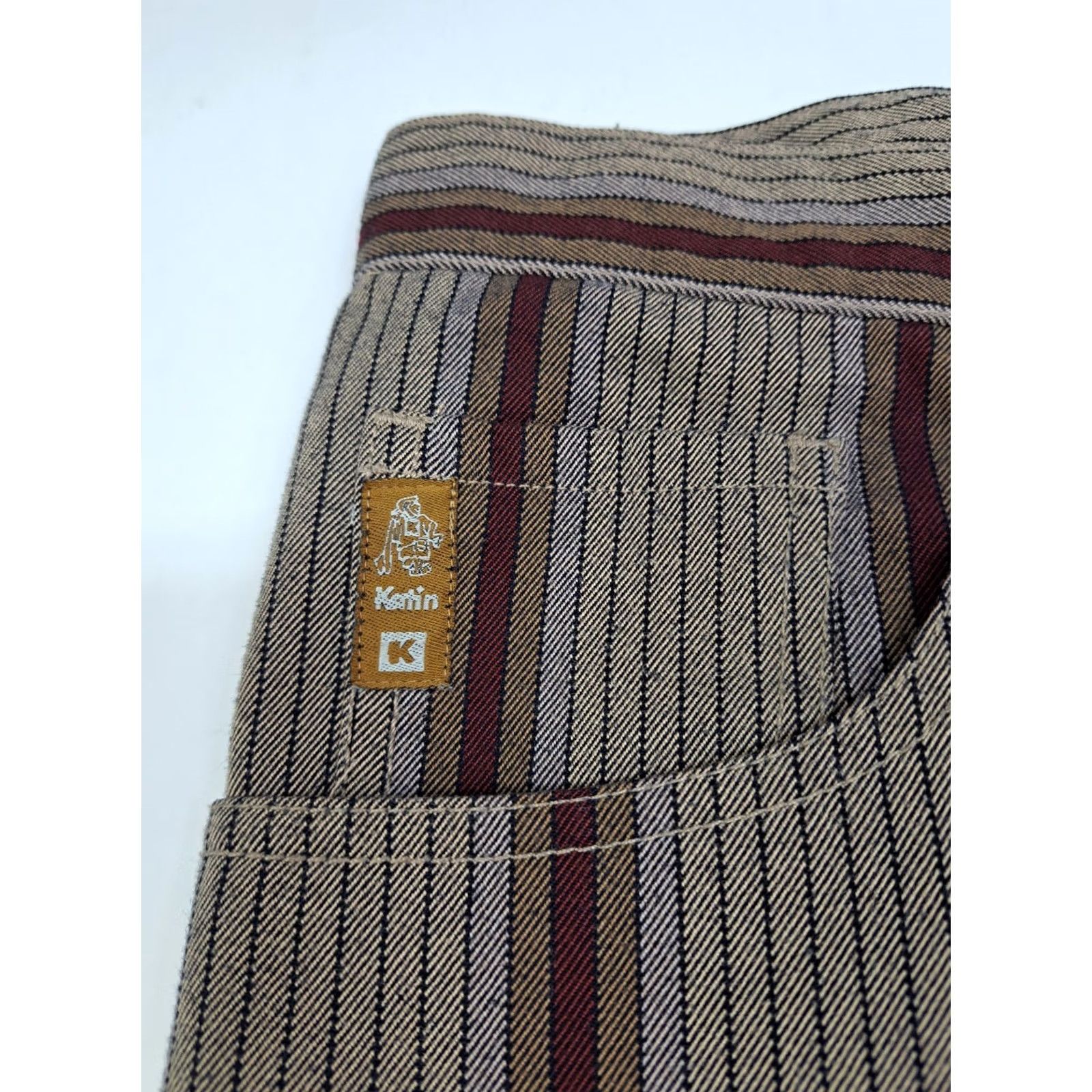 Katin Katin Surf Co Bermuda Shorts Mens 33 Brown/Maroon Striped Button Pocket Embroidered 11in Inseam Regular Fit Beach Size US 33 - 5 Thumbnail