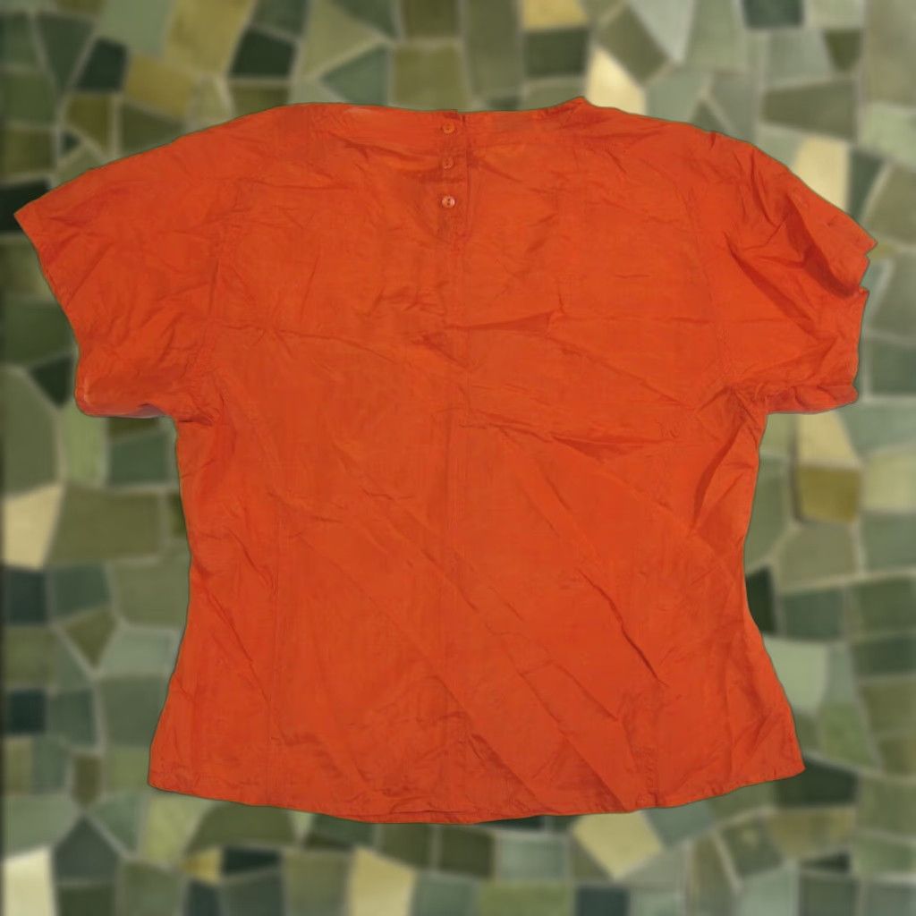 Vintage Milagro 100% Silk Neon Orange Pocket Tunic Blouse Shirt Top Women Size Small Size S / US 4 / IT 40 - 1 Thumbnail