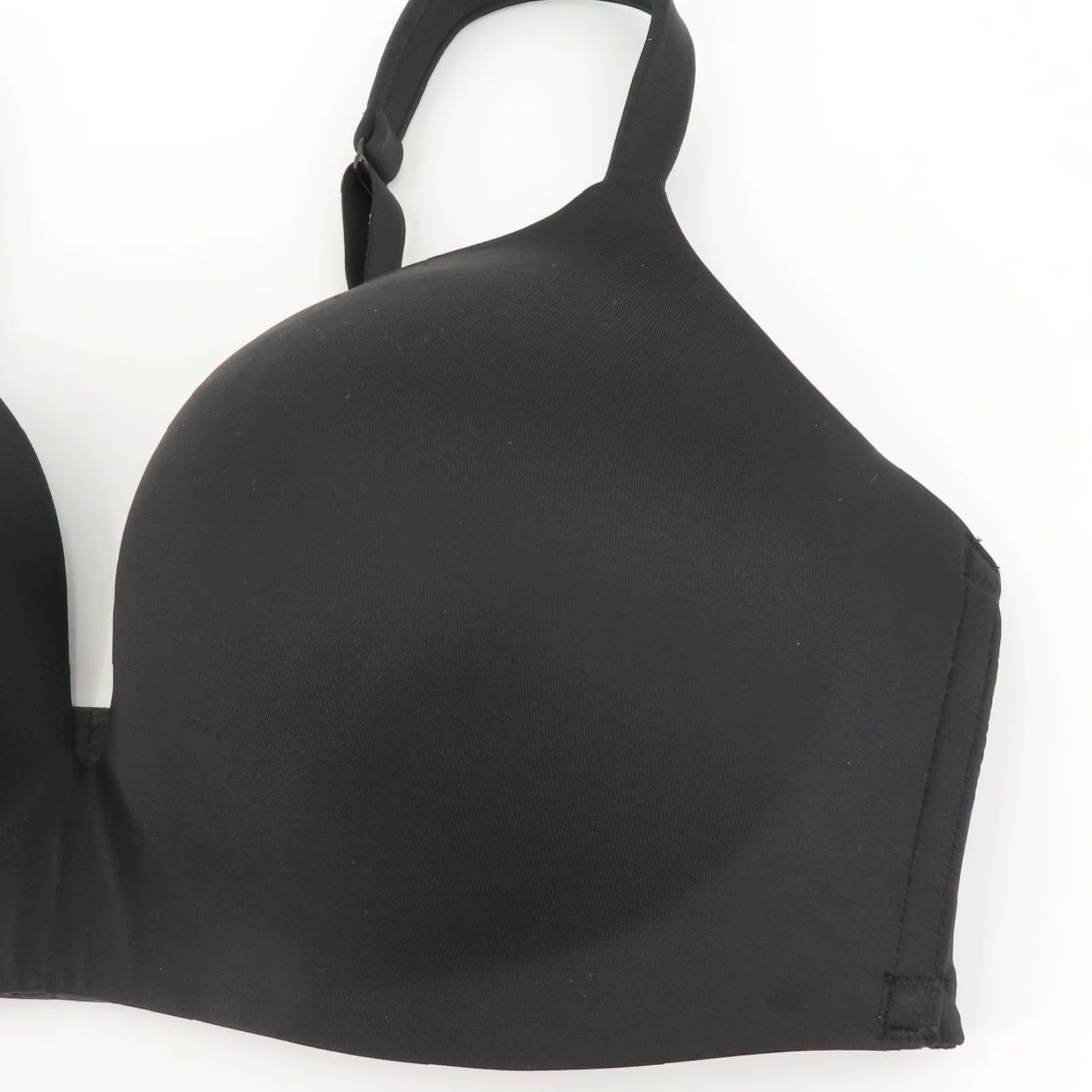 Vintage Cacique Bra Solid Black 38DDD Simply Wire Free Plunge Padded Wireless Plus Womens Shirt? Size ONE SIZE - 3 Thumbnail
