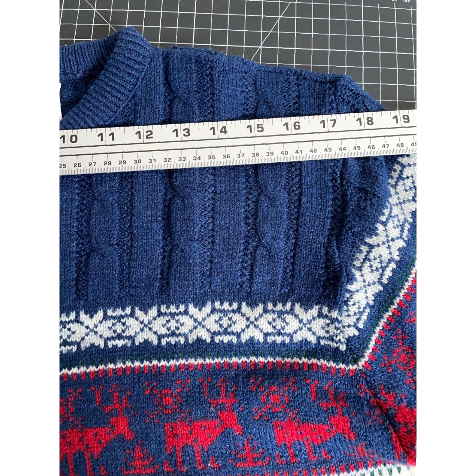 Jantzen VINTAGE 60s Jantzen Reindeer Cable Knit Sweater Men's Medium Winter Ivory Blue Retro Ski Size US M / EU 48-50 / 2 - 7 Thumbnail