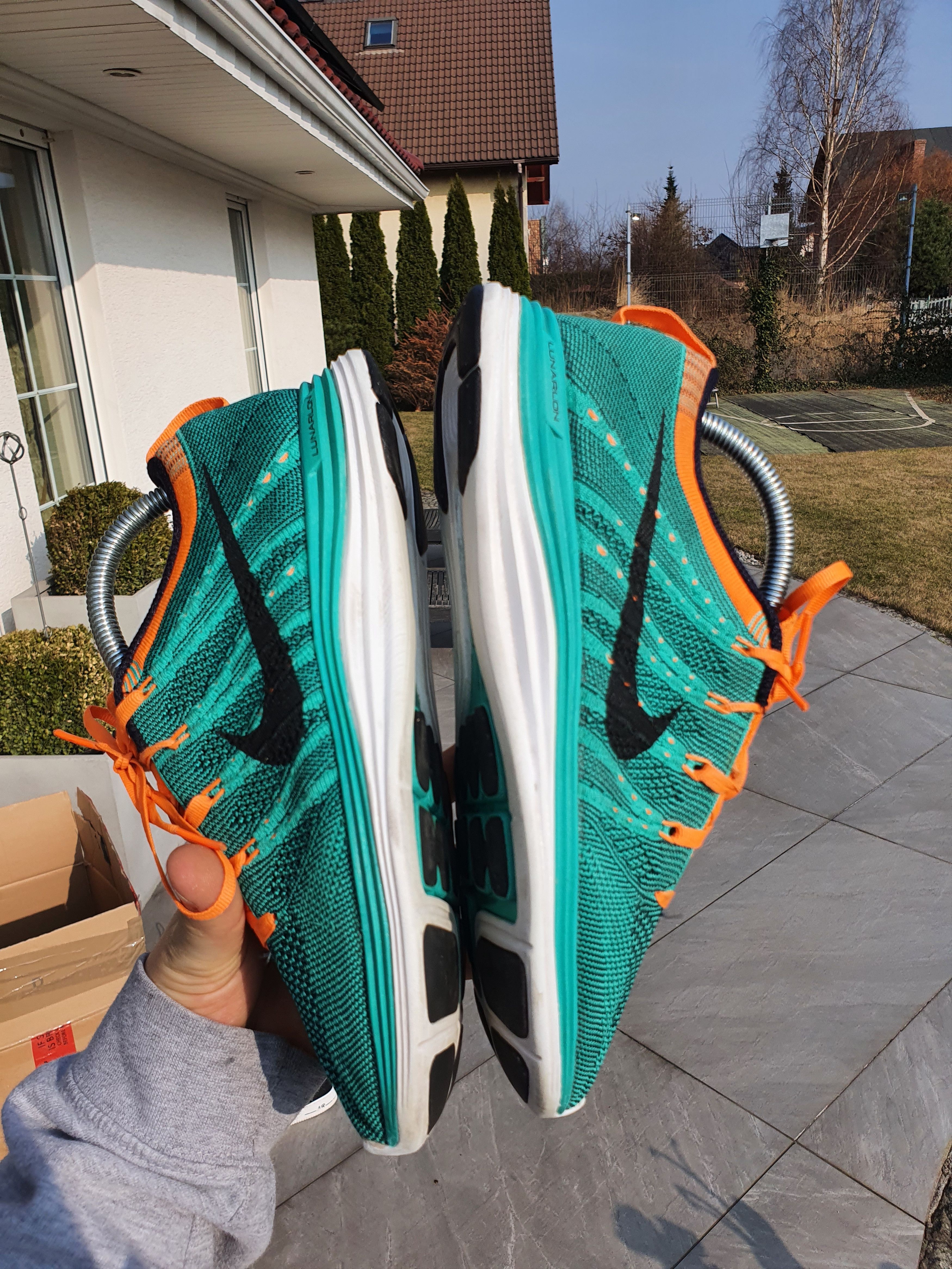 Nike 2012 Vintage Nike Flyknit Lunar 1 ONE Miami Dolphins Size US 8.5 / IT 38.5 - 5 Thumbnail