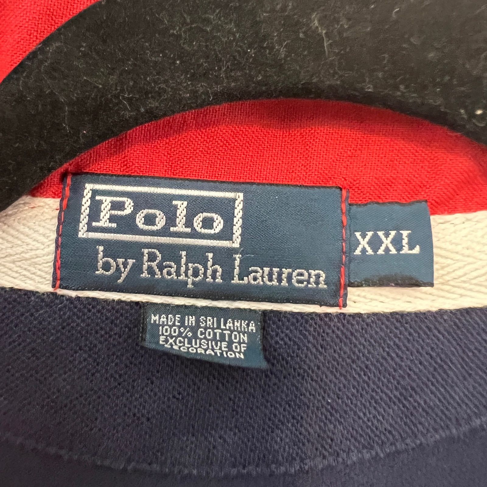 Polo Ralph Lauren Polo Ralph Lauren Vintage HMS Navy Blue Red Rugby Polo XXL Size US XXL / EU 58 / 5 - 3 Thumbnail