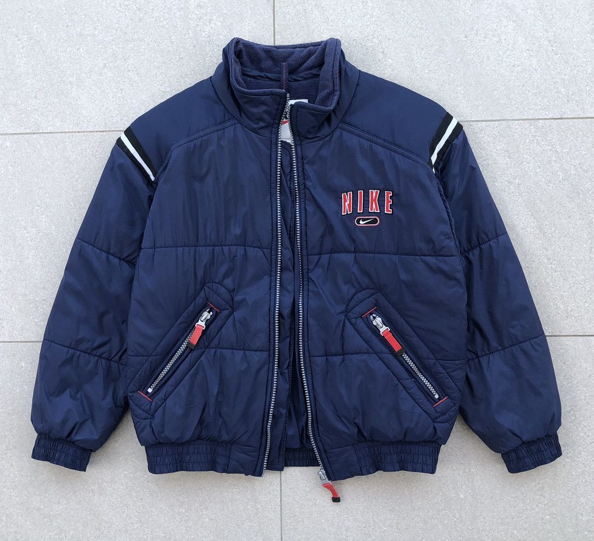 Nike Vintage NIKE Big Swoosh Nylon Padded Bomber Jacket For Kids Size US XXS / EU 40 - 4 Thumbnail