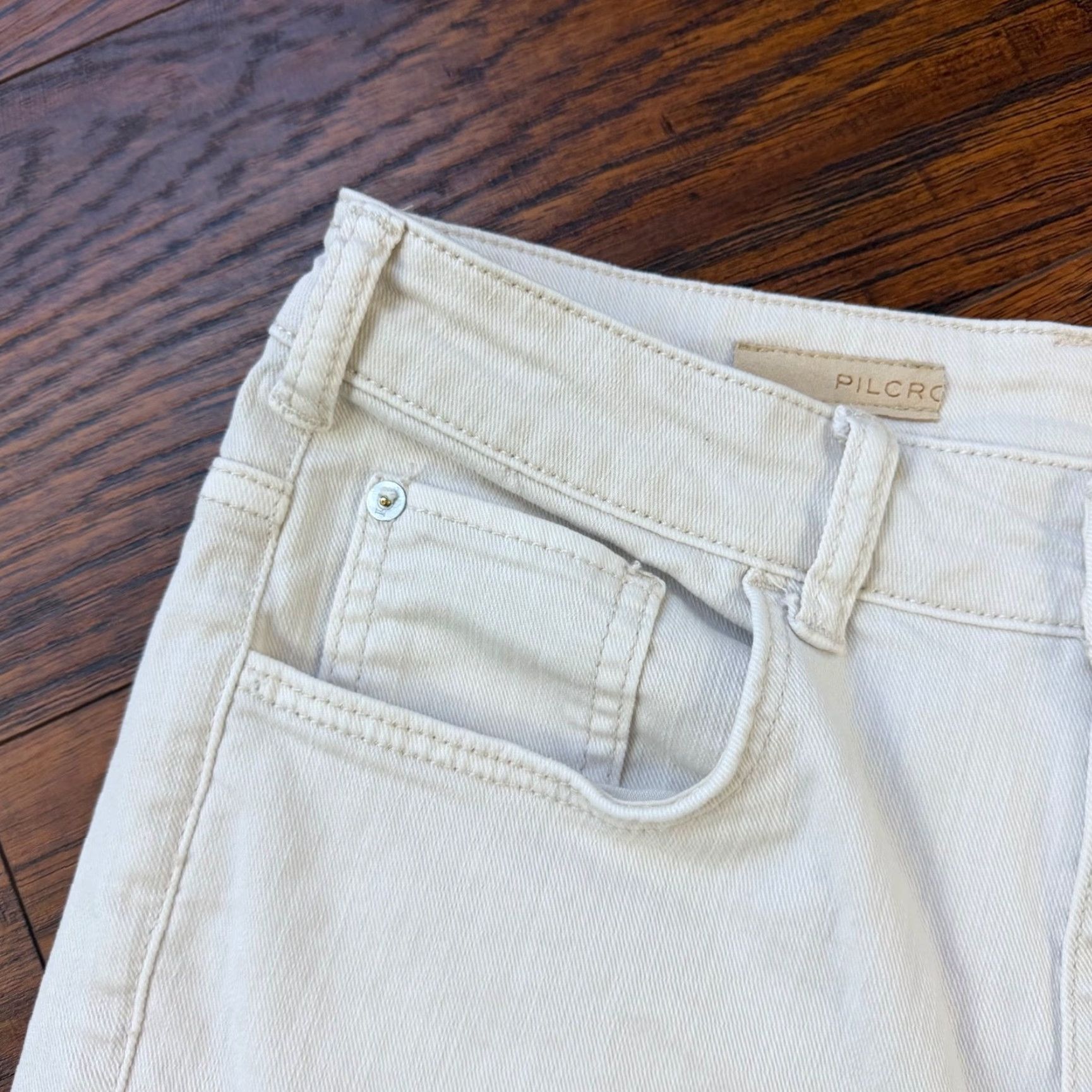 Vintage Pilcro Jeans Women 27 White Bootcut High Rise Stretch Denim 26x30 Regular Inseam 30 in Cotton Blend Pants Size 26" / US 2 / IT 38 - 3 Thumbnail