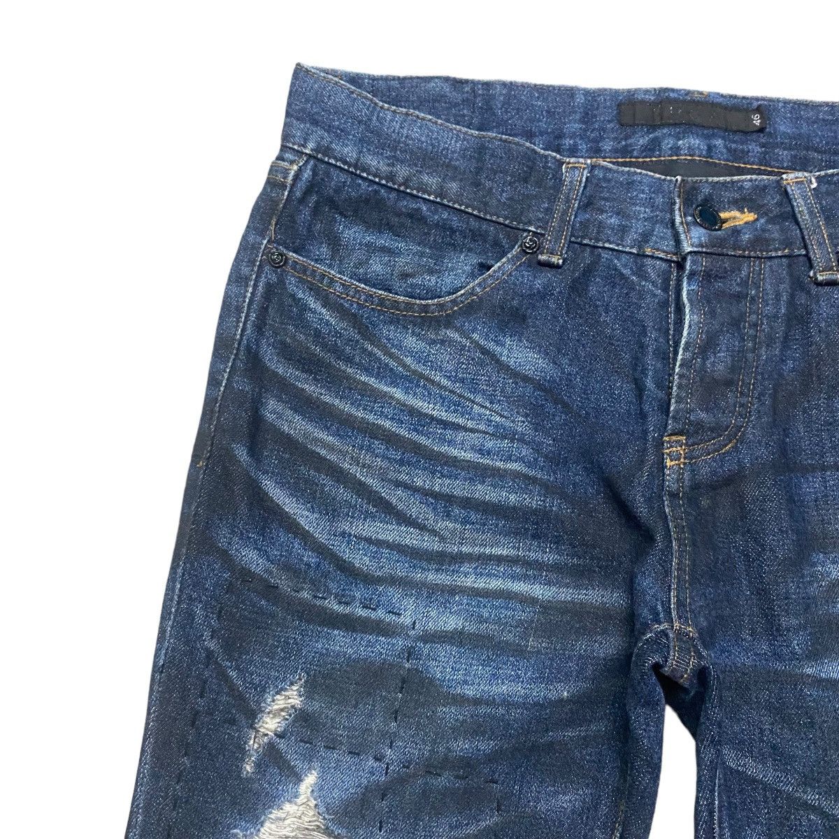 GOSTAR DE FUGA FUGA Coated Oiled Denim Flare Jeans Distressed Size US 32 / EU 48 - 4 Thumbnail