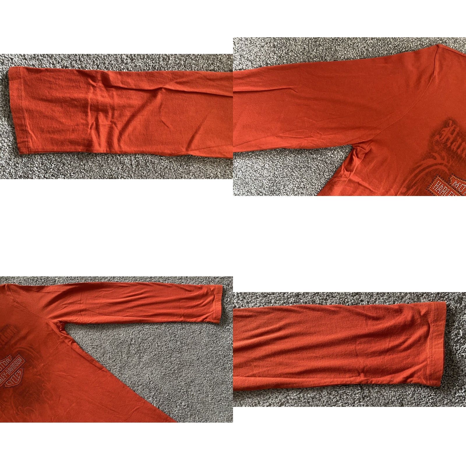 Harley Davidson Harley-Davidson Shirt Women’s Long Sleeve Orange Bedazzled XL Rhinestone RK Stratman Motorcycle Biker Classic Pullover X-Large Size XL / US 12-14 / IT 48-50 - 8 Thumbnail