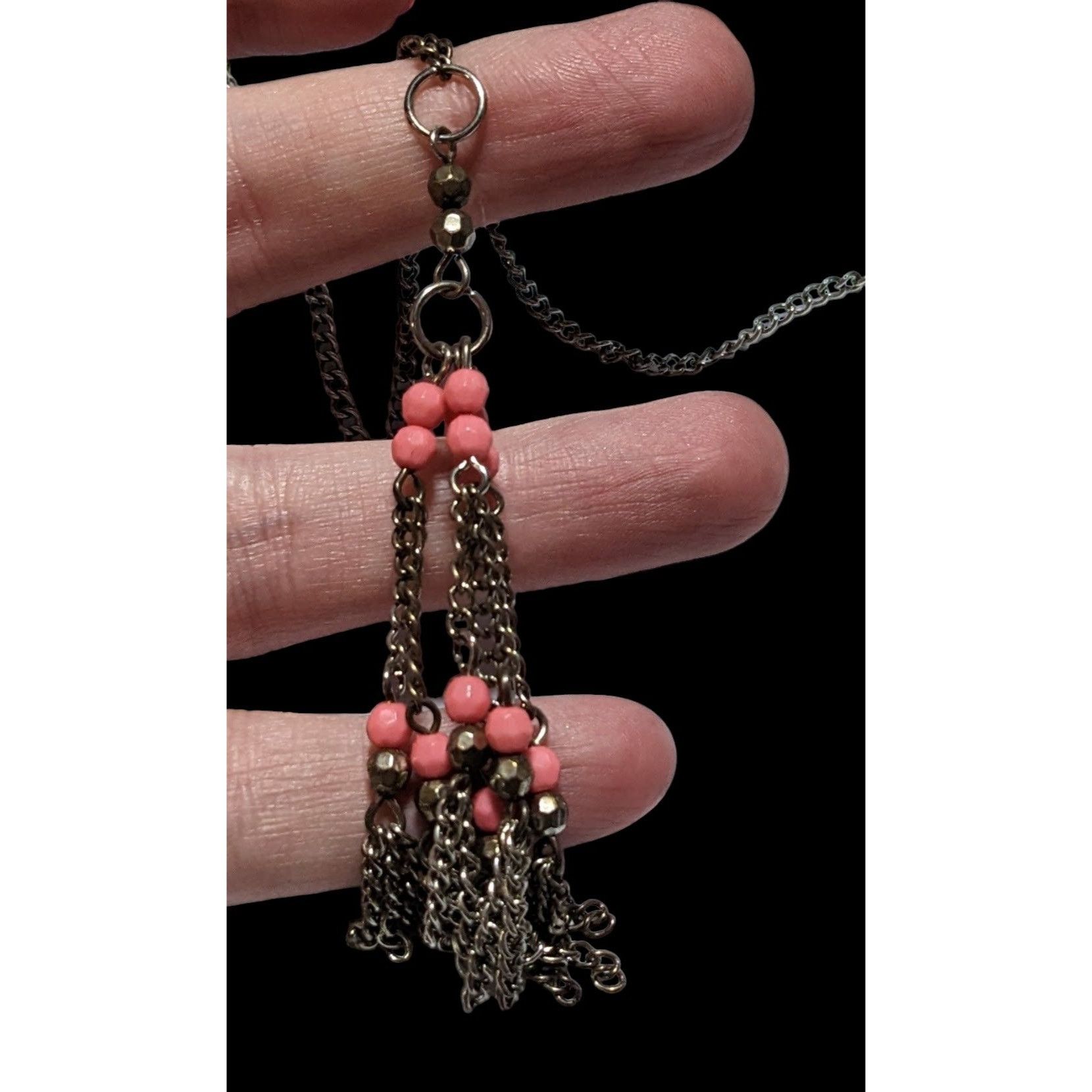 Other Pink And Silver Beaded Chain Tassel Necklace Size ONE SIZE - 3 Thumbnail