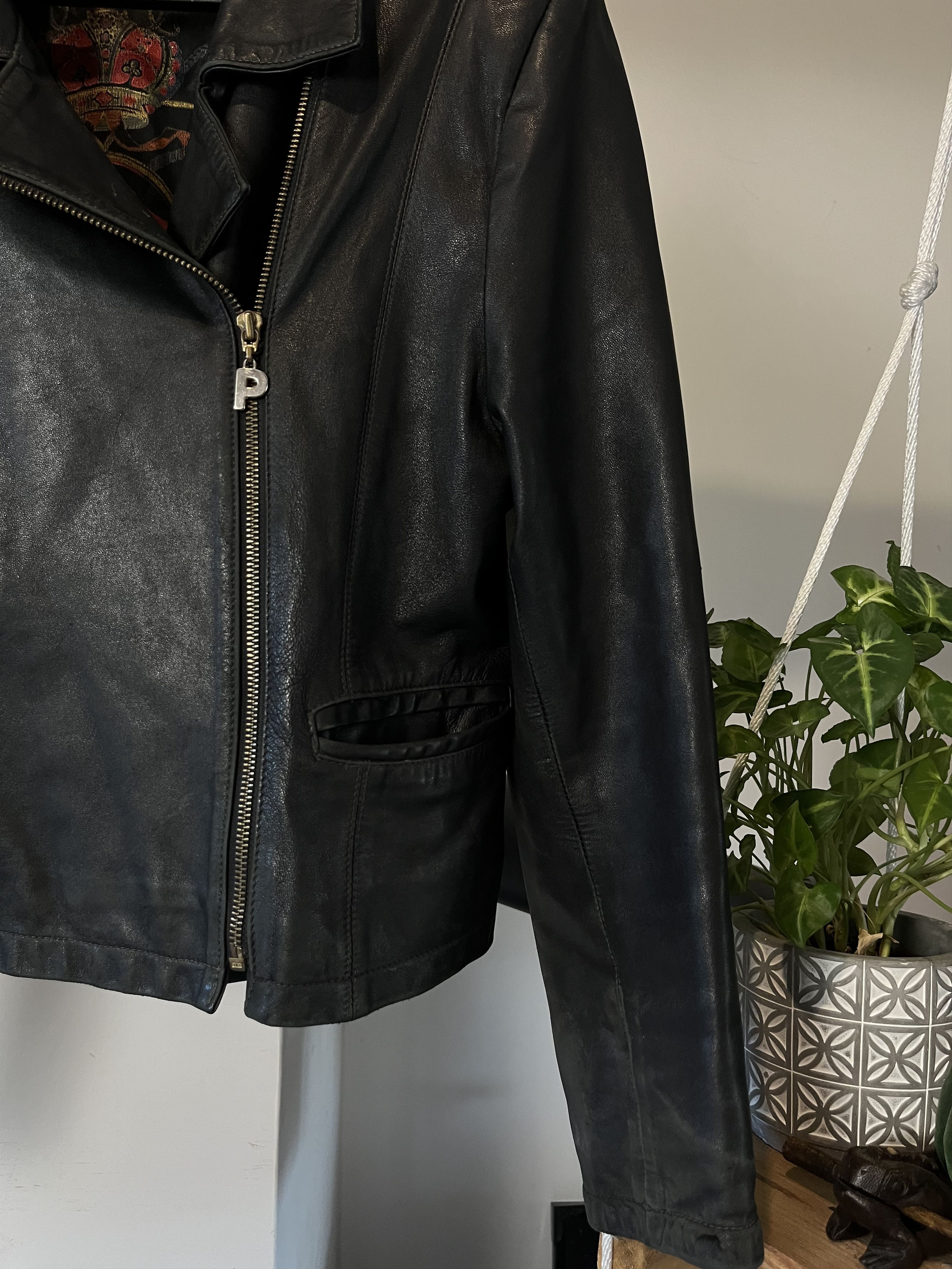 Vintage 90s Real Lambs Leather Biker Jacket Size S / US 4 / IT 40 - 5 Thumbnail