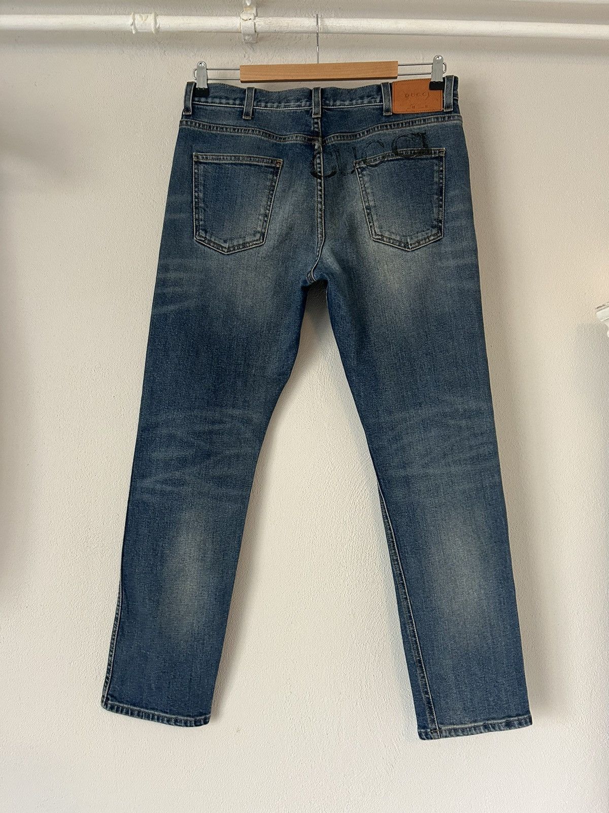 Gucci Blue Denim Jeans Embroidered w/ New York Yankees Size US 33 - 3 Thumbnail