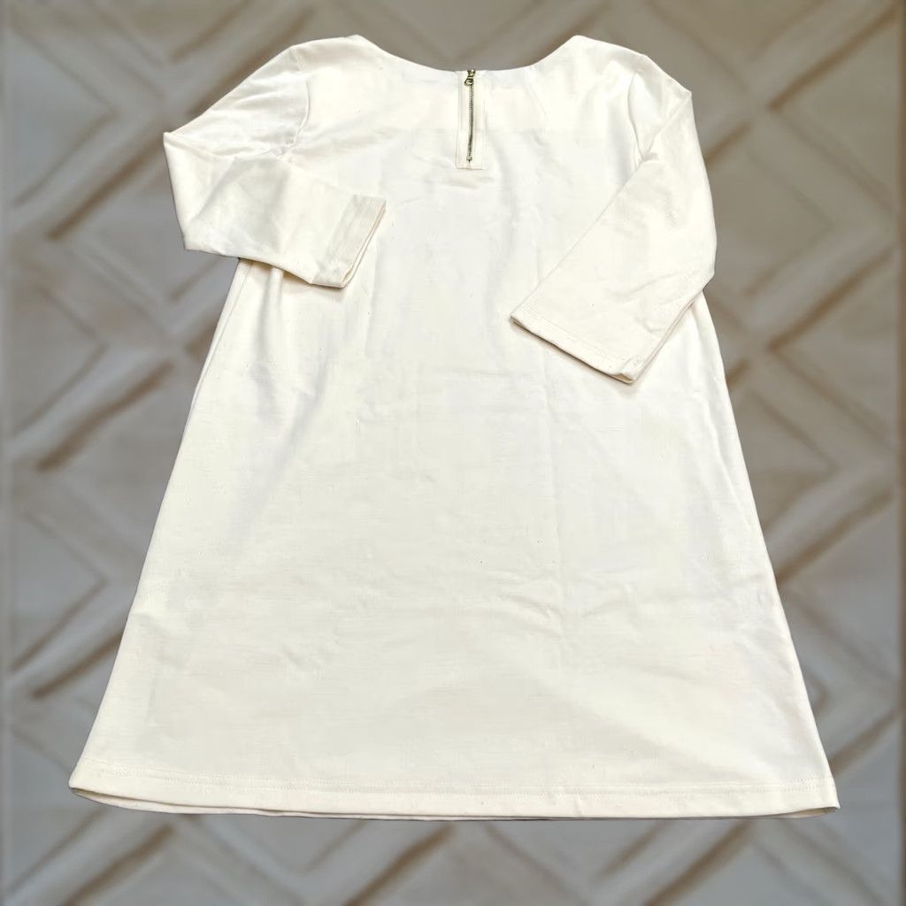 H&M H&M Long Maxi Shift Dress Womens Small Ivory Solid Long Sleeve Round Neck Work Size S / US 4 / IT 40 - 1 Thumbnail