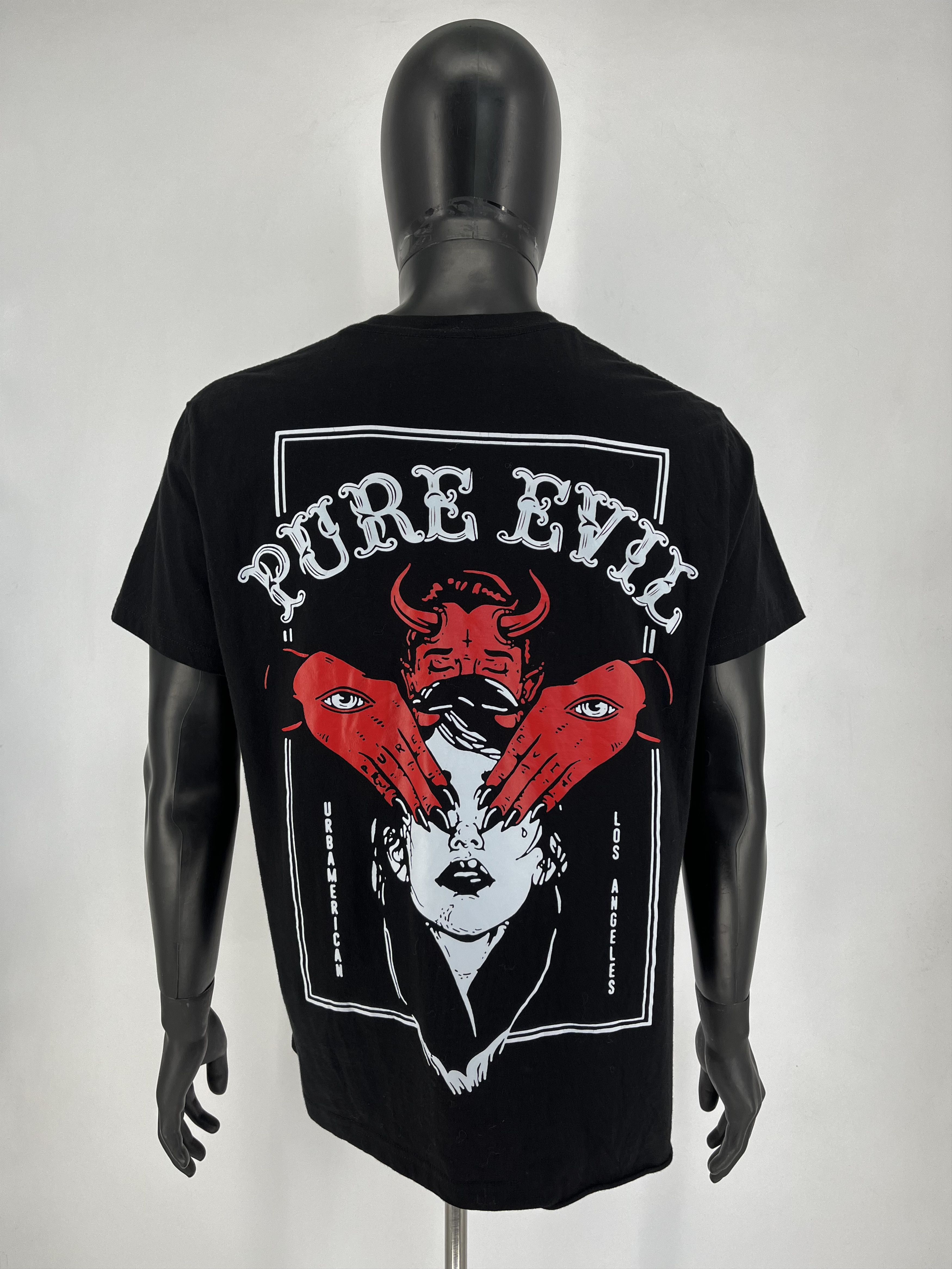 Other Vintage Y2K Urbamerican Pure Evil Black T-Shirt Size US L / EU 52-54 / 3 - 2 Thumbnail