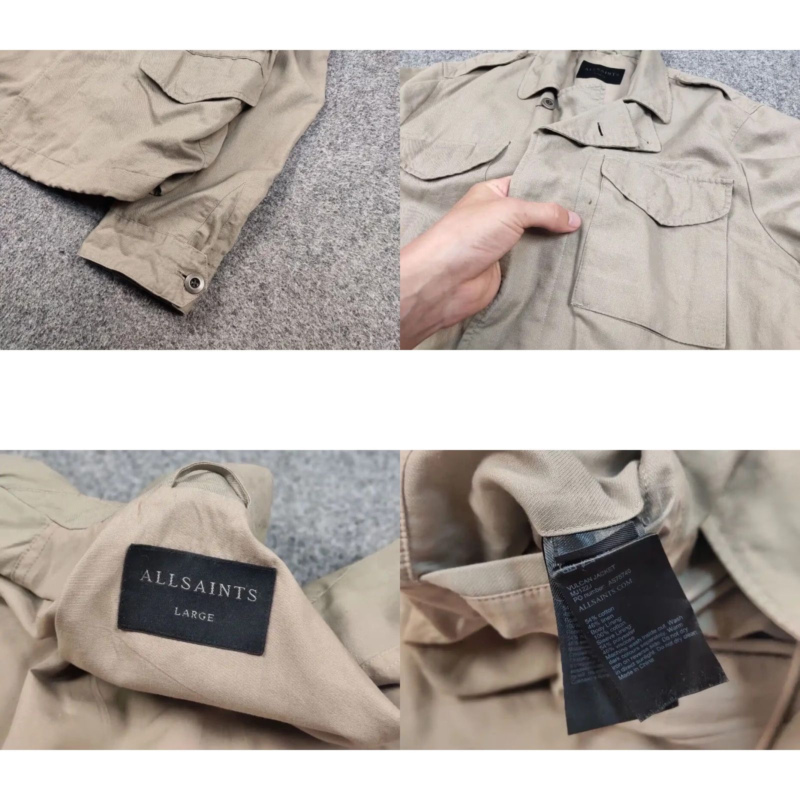 Allsaints Allsaints Field Beige Multi Pocket Vulcan Jacket Mens L Beige Army Military Jacket With Pockets Size US L / EU 52-54 / 3 - 9 Thumbnail