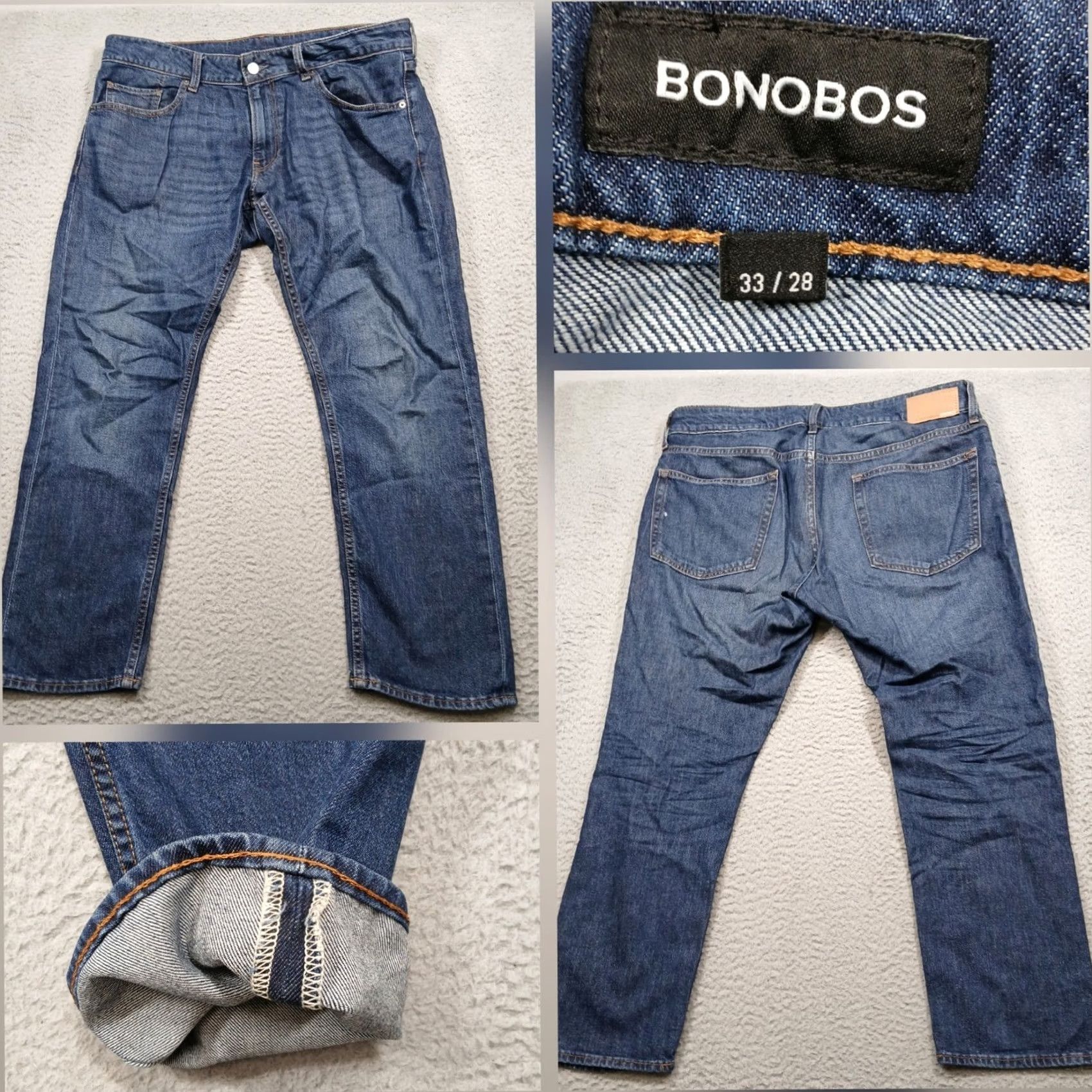 Bonobos Bonobos Premium Cotton Denim Jeans Dark Wash Men's 33x28 Size US 33 - 2 Thumbnail