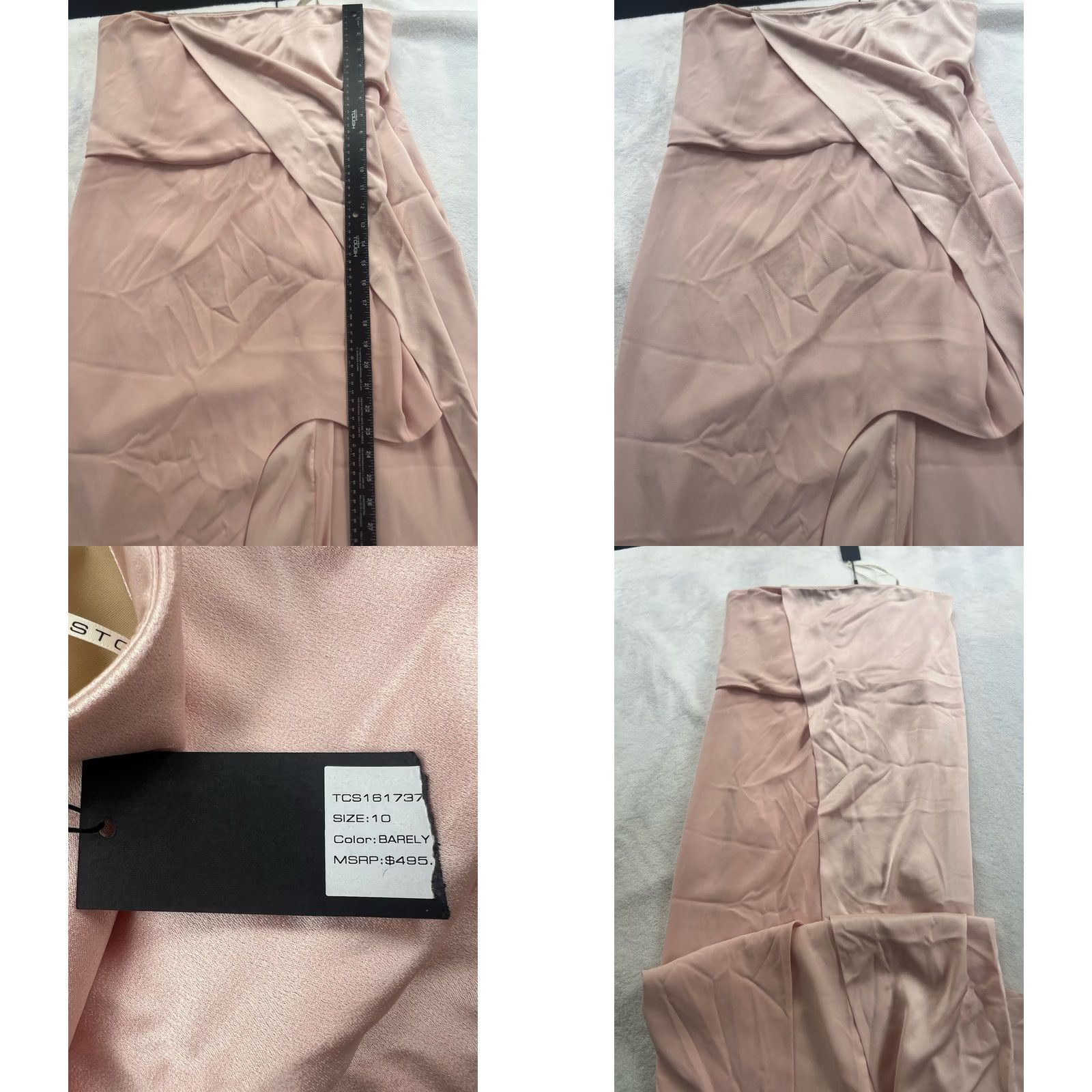 Halston Halston Heritage Barely Pink Strapless Gown Satin Silk Overlay Size 10 Women Party Cocktail Long Dress with Side Zip NWT Size L / US 10 / IT 46 - 8 Thumbnail