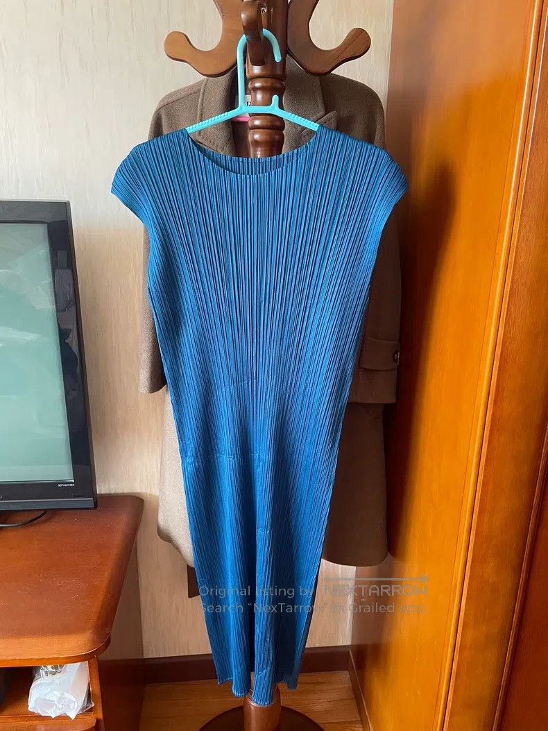 Issey Miyake Issey Miyake Teal Dress Size L / US 10 / IT 46 - 5 Thumbnail