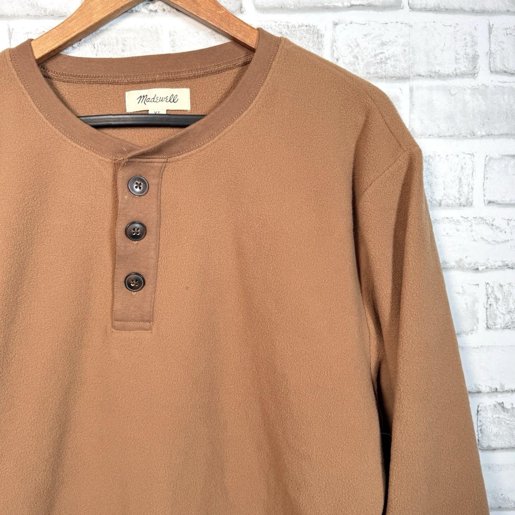 Madewell Madewell Brown Fleece Button-Up Pullover 100% Polyester XL Mens Size Brown Fleece Half Button Down Shirt Size US XL / EU 56 / 4 - 2 Thumbnail