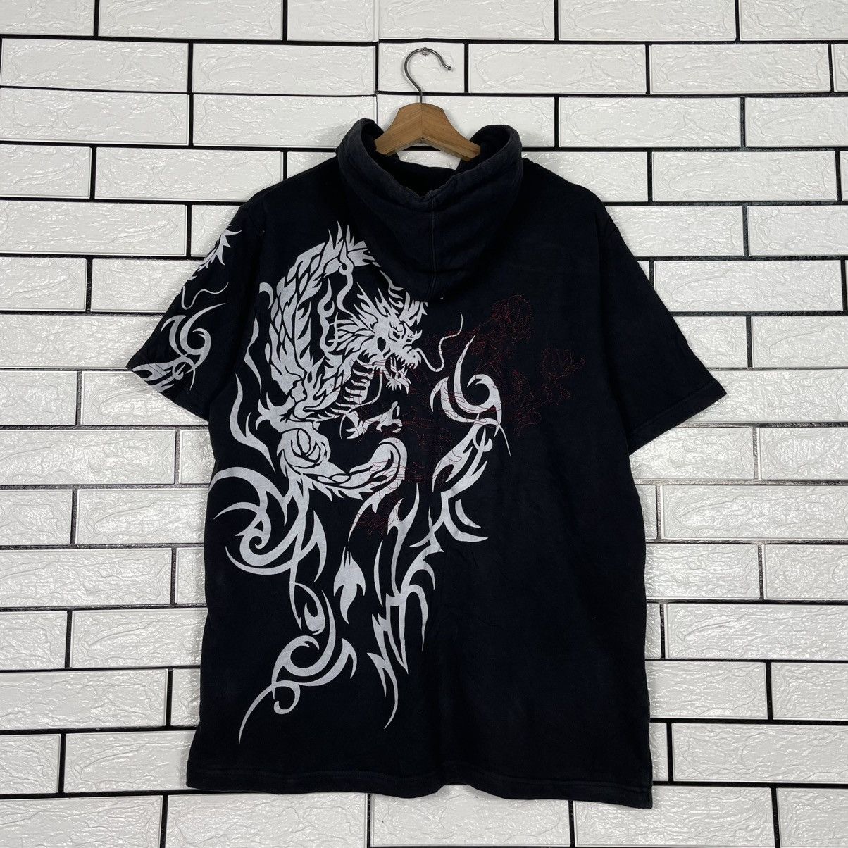 Japanese Brand M. Board Dragon Sukajan Short Sleeve Hoodie Size US M / EU 48-50 / 2 - 7 Thumbnail