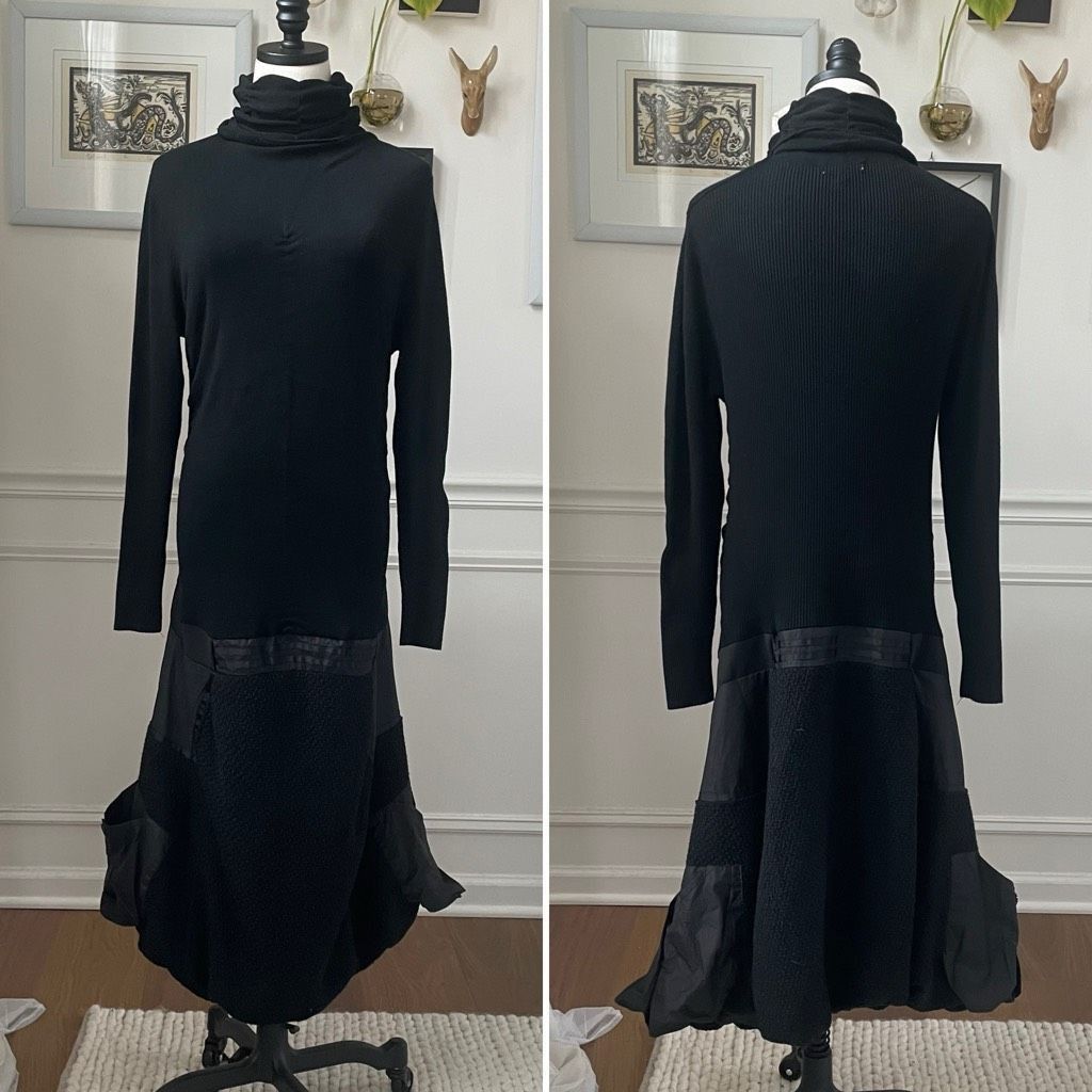 Vintage Vintage Style by Cache Black Knit Multi Texture Drop Waist L Size L / US 10 / IT 46 - 1 Thumbnail