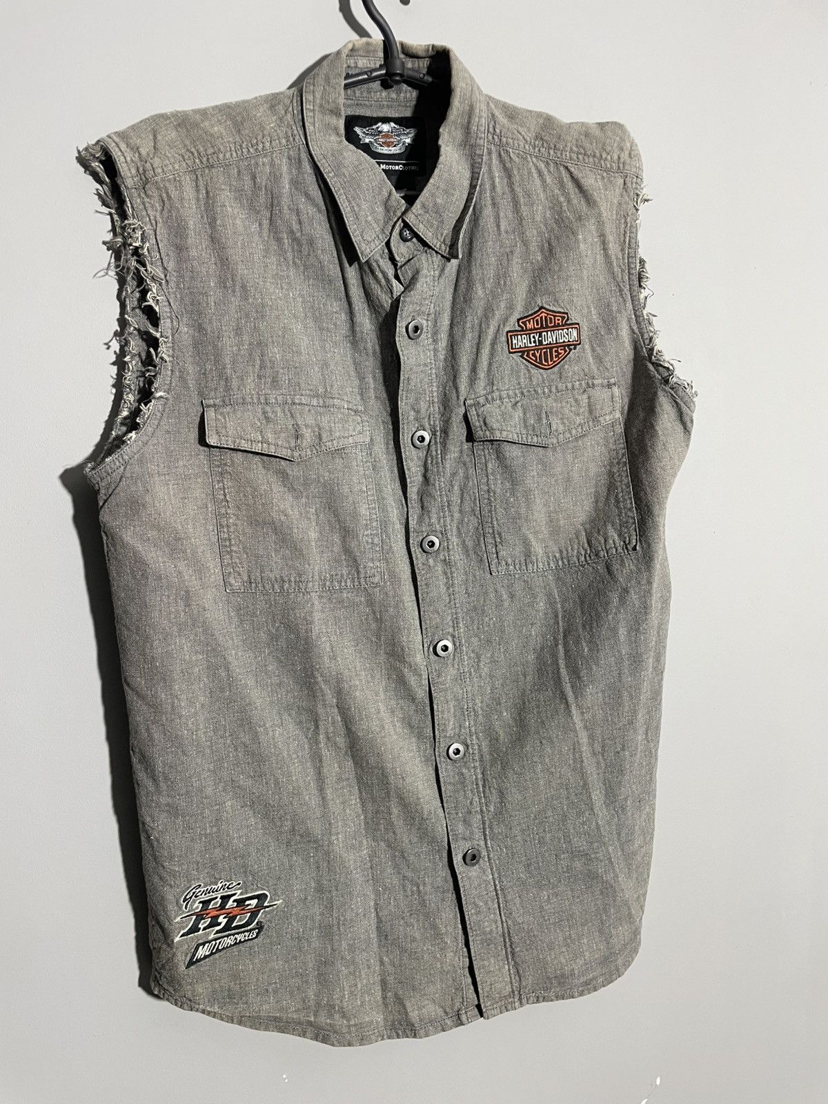 Harley Davidson × Vintage Vintage Harley Davidson Linen Button up vest size L Size US L / EU 52-54 / 3 - 2 Thumbnail