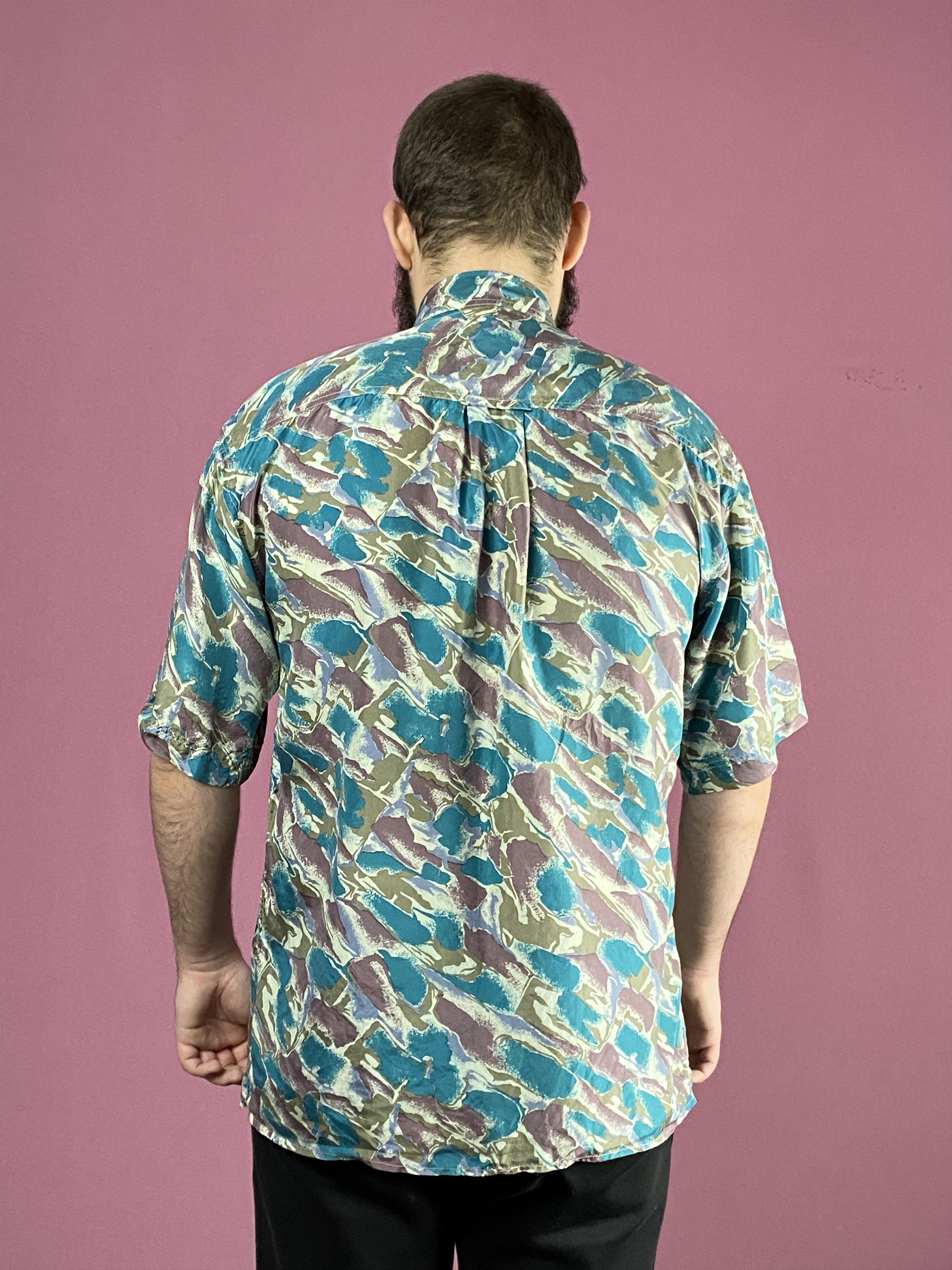 Vintage 90s Esco Vintage Men's Short Sleeve Silk Shirt - S Size US S / EU 44-46 / 1 - 3 Thumbnail