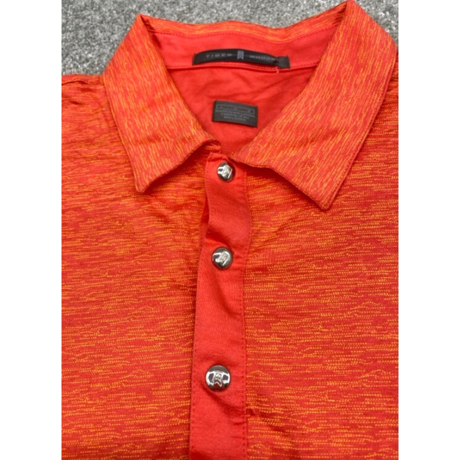 Vintage Tiger Woods Polo Shirt Tiger Woods Polo Shirt 198515 Men's Large Orange Long Sleeve Snaps Golf 5487 Size US L / EU 52-54 / 3 - 4 Thumbnail