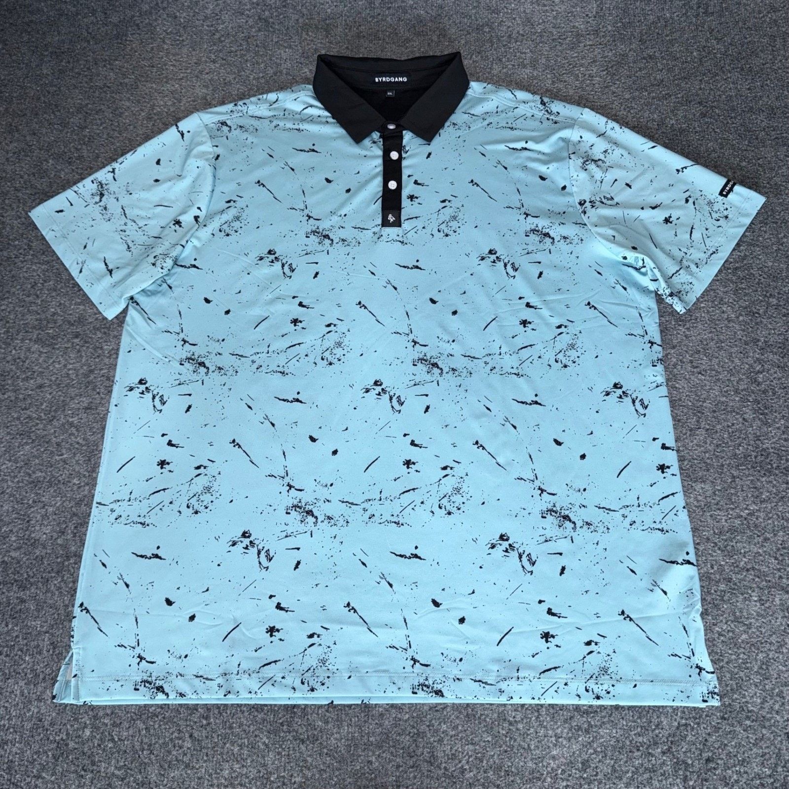 Other Byrdgang Mens 2XL Golf Polo Shirt Blue Black Paint Splatter Size US XXL / EU 58 / 5 - 1 Thumbnail