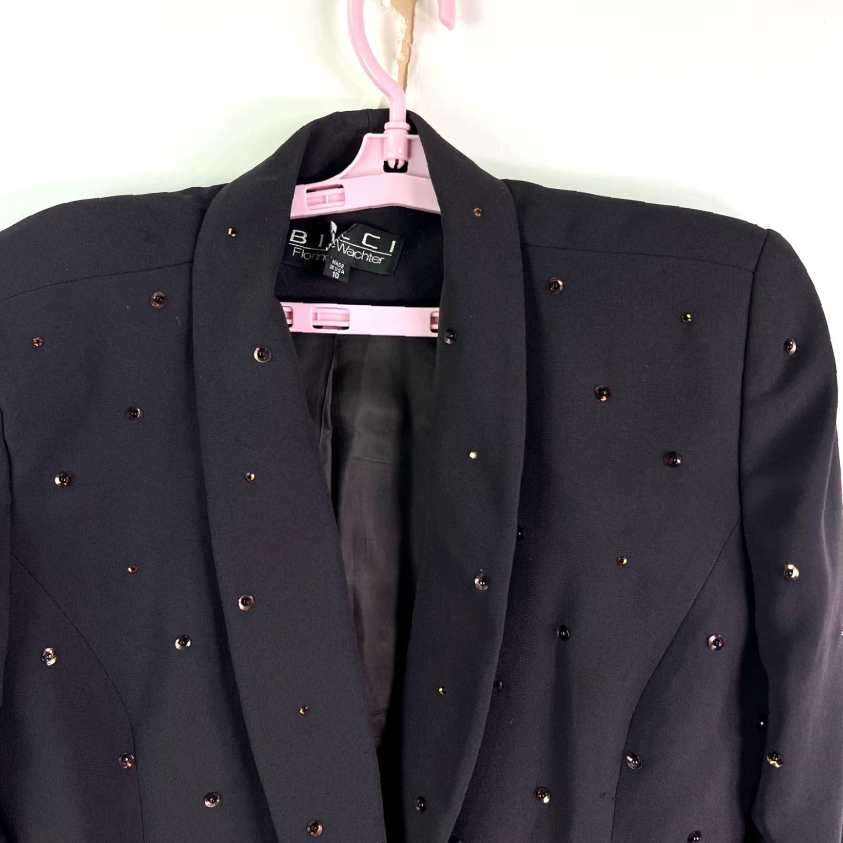 Gabicci Bic Ci Blazer Jacket Single-Breasted One-Button Black Women Size 10 Notch Lapel Stretch Tailored Dry Clean Only Size L / US 10 / IT 46 - 4 Thumbnail