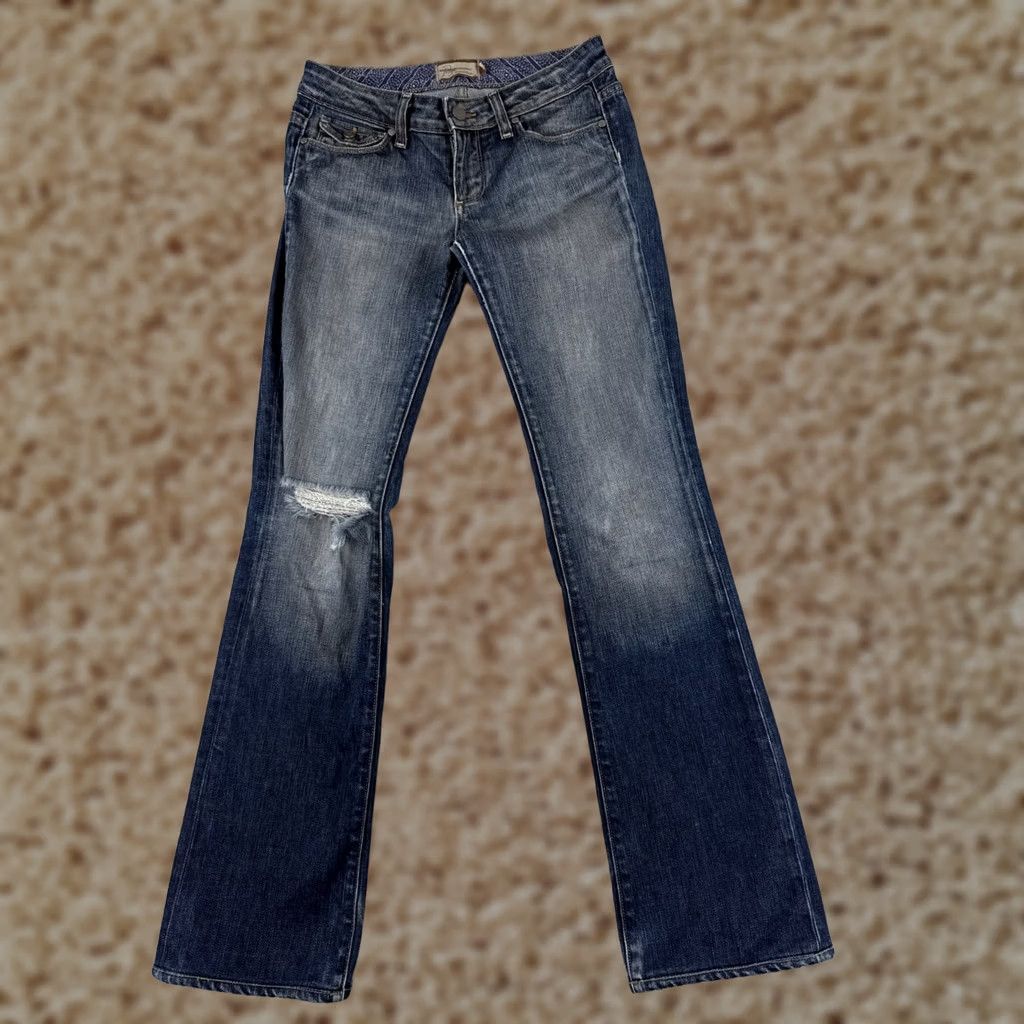 Paige Paige Jeans Womens 27 Blue Denim Bootcut Distressed Stretch 5-Pocket American Classic Designer Jeans Size 27 Womens Medium Wash Vintage: No Size 27" / US 4 / IT 40 - 1 Thumbnail