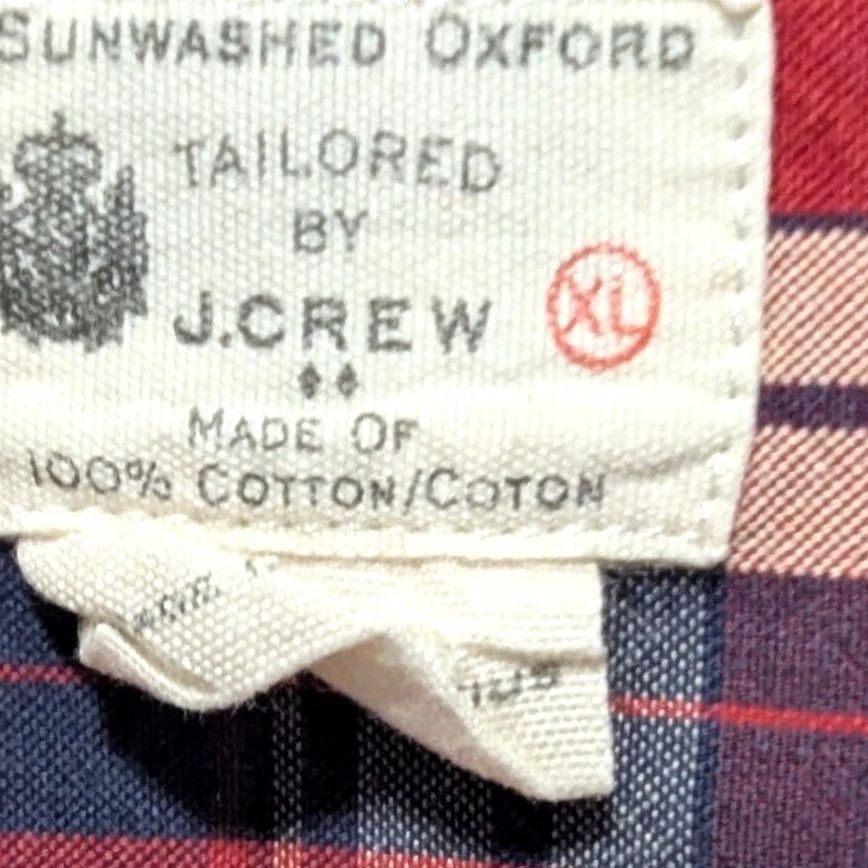 J.Crew J. Crew Sunwashed Oxford Plaid Button-Down Shirt Mens XL Red Blue White Cotton, Long Sleeve, Button-Up, Classic Fit, Chest Pocket, Casual Workwear Size US XL / EU 56 / 4 - 6 Thumbnail