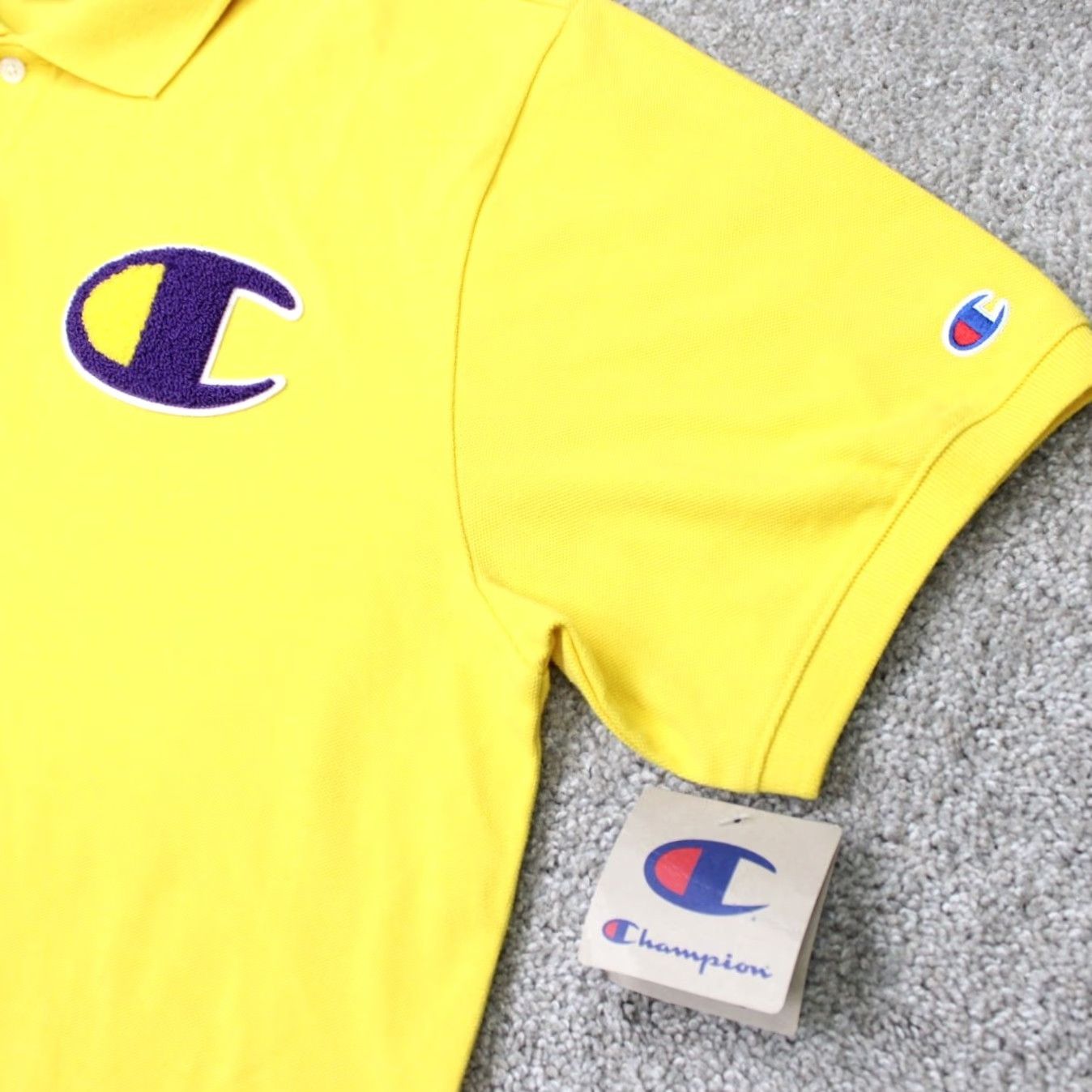 Champion Champion Polo Shirt Men Large Yellow/Purple Embroidered S/S 100% Cotton Golf Casual NWT Size US L / EU 52-54 / 3 - 6 Thumbnail