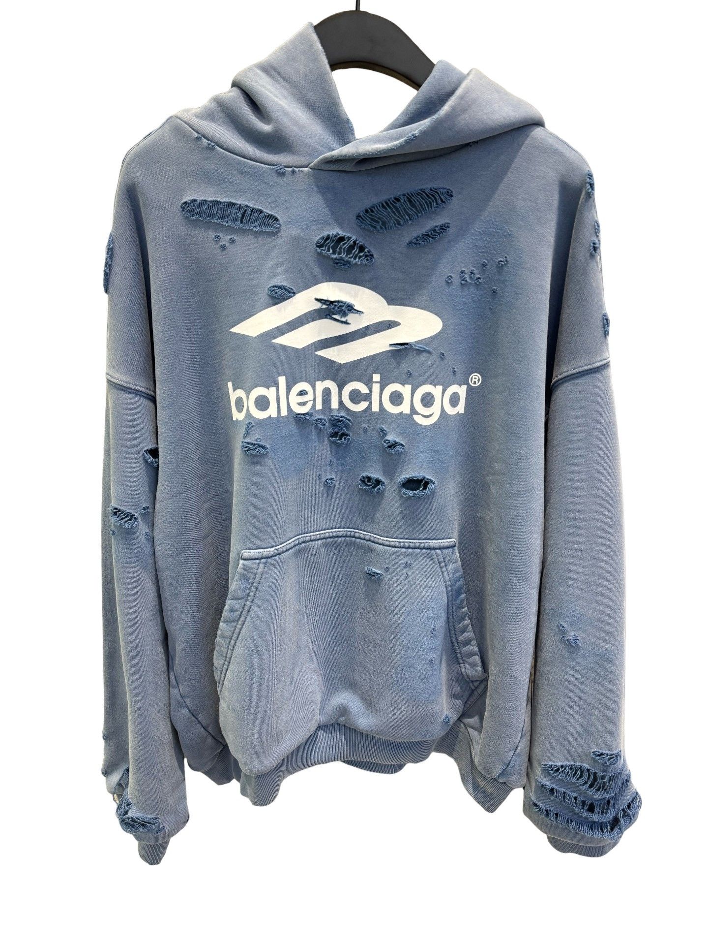 Balenciaga Balenciaga 3B Logo Distressed Hoodie Size S Size US S / EU 44-46 / 1 - 1 Thumbnail