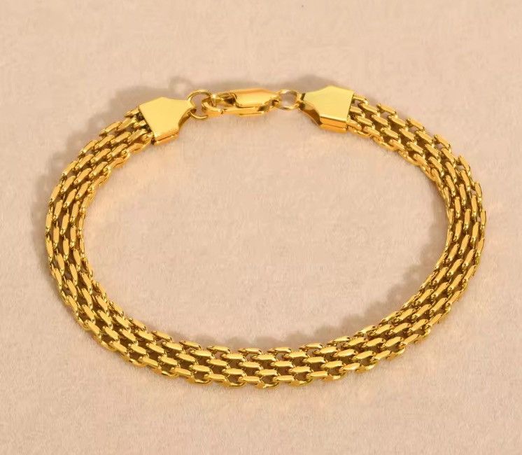 Jewelry 21 Cm 6Mm Unisex Chain Bracelets in Gold, Men's