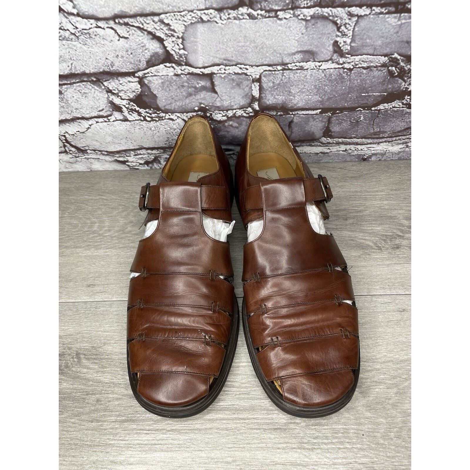 Mezlan Mezlan Diablo Brown Leather Fisherman Strap Casual Sandals M Size US 11 / EU 44 - 1 Thumbnail